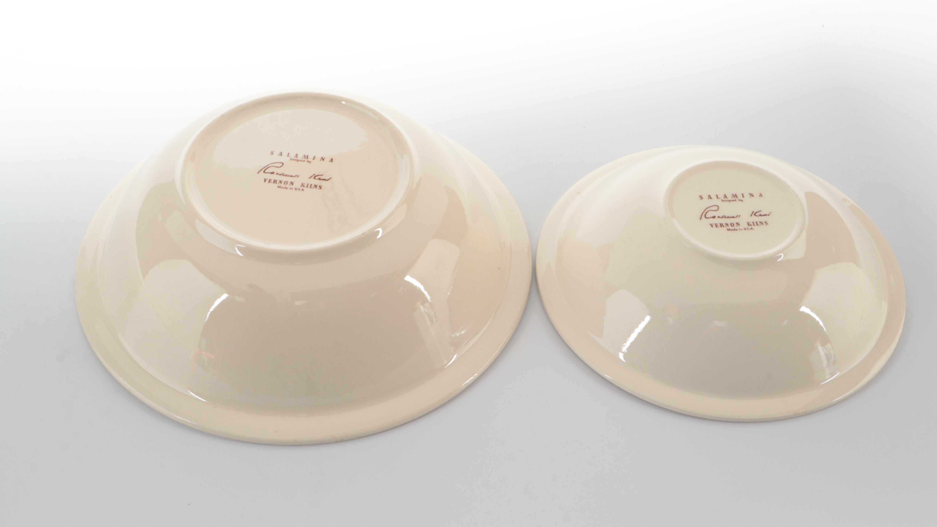 Rockwell Kent for Vernon Kilns "Salamina" Pitcher and Serving Bowls, Mid-20th C.