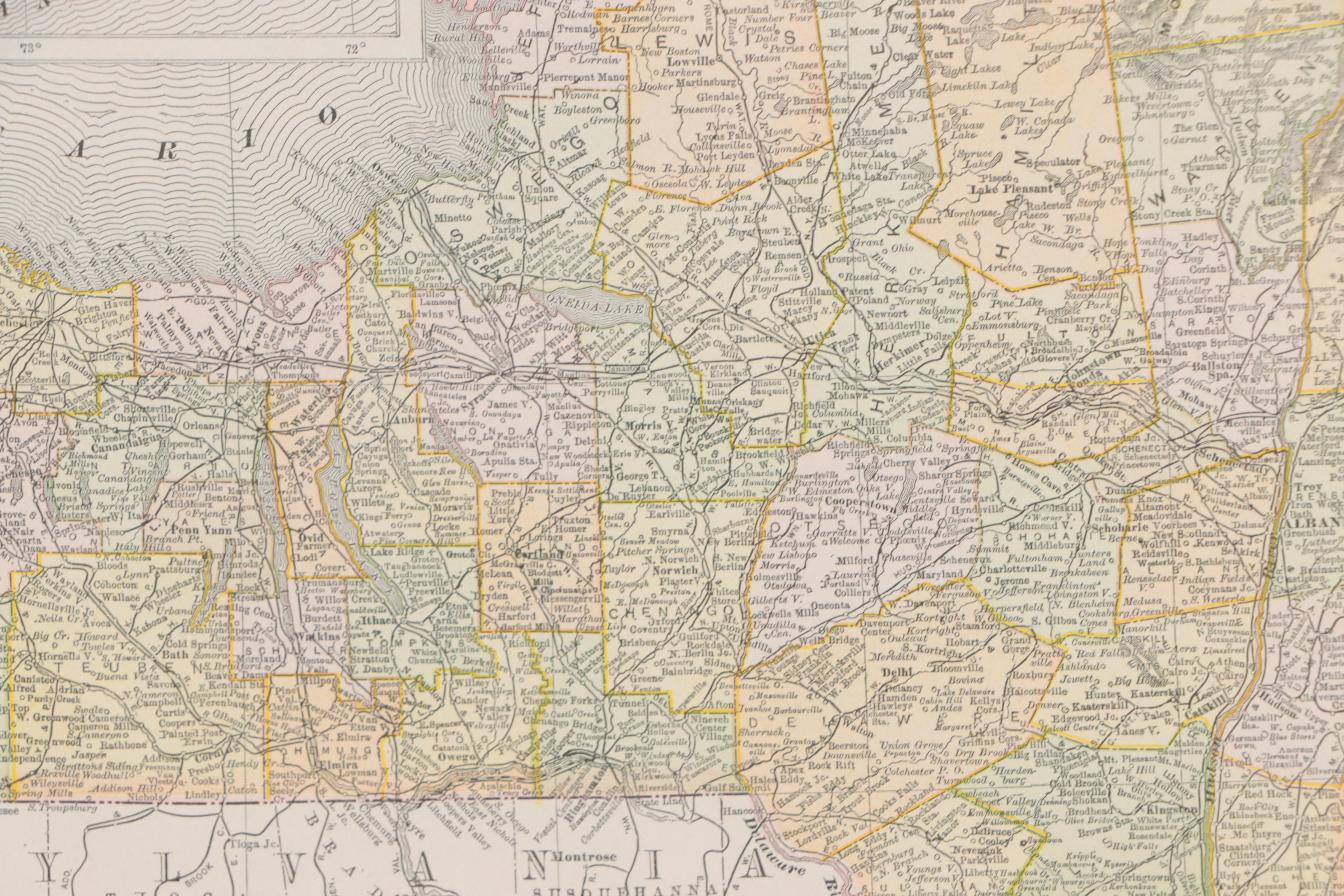 Rand, McNally & Co. Wax Engraving "Map of New York," 1895