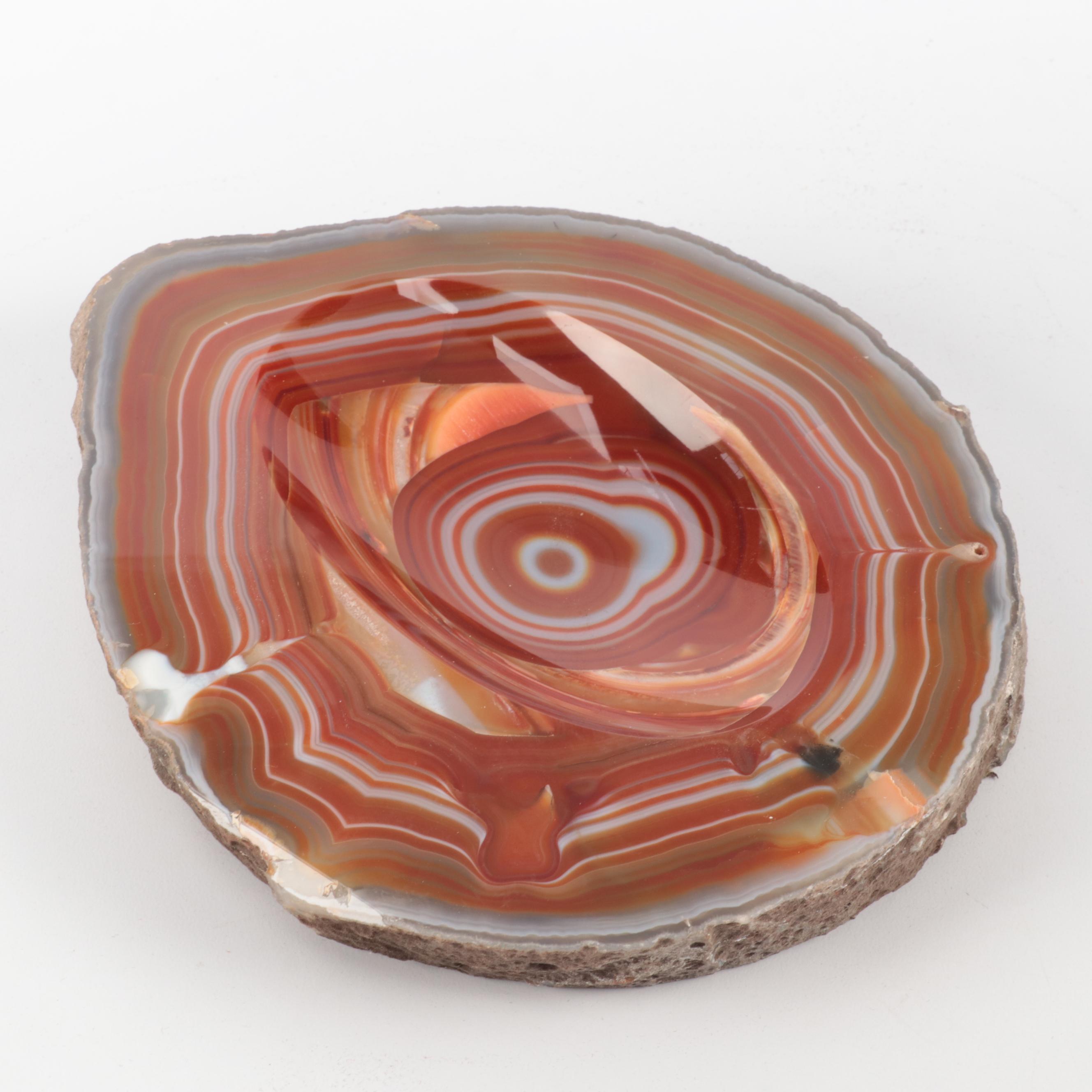 Carnelian Agate Slab With Polished Bowl