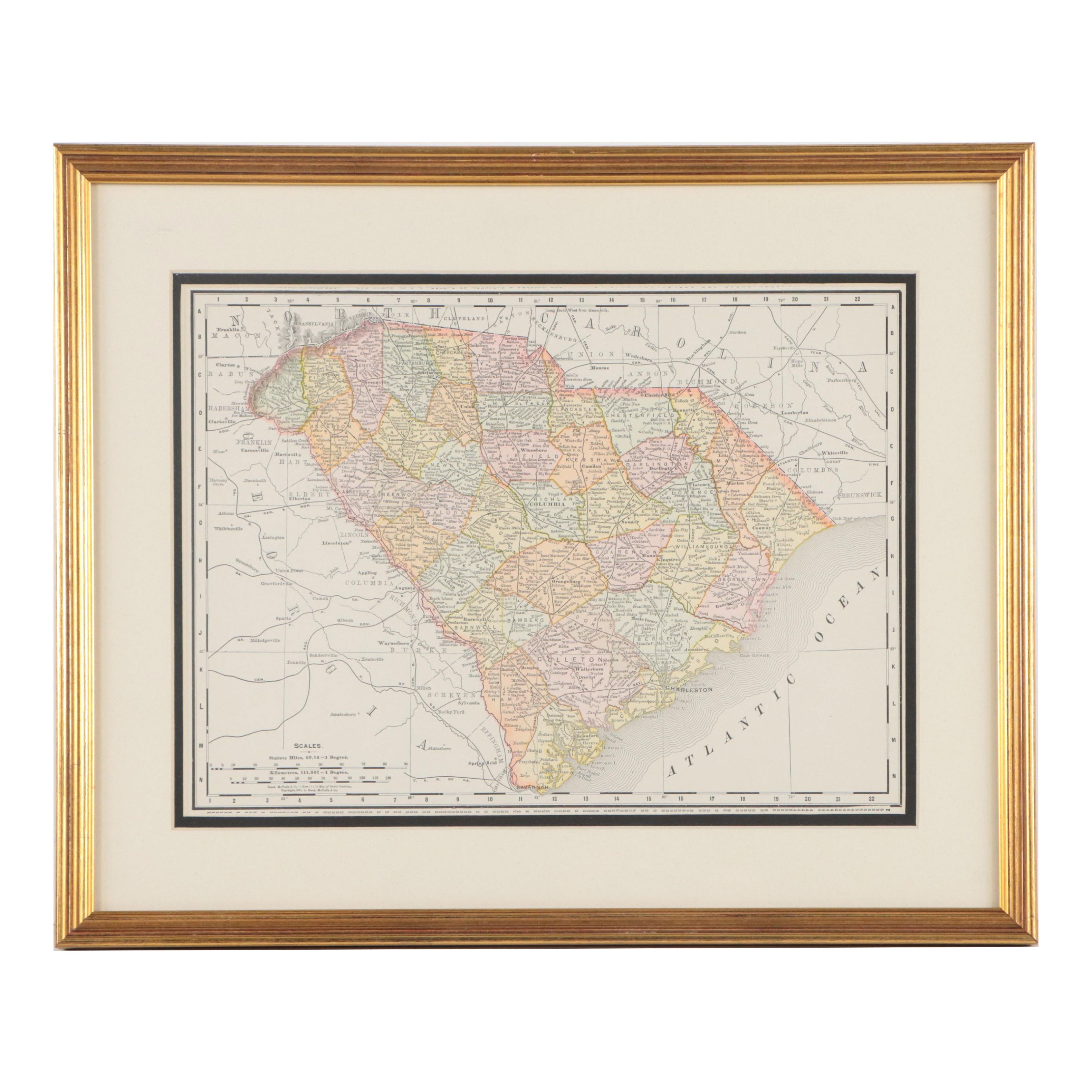 Rand, McNally & Co. Wax Engraving "Map of South Carolina," 1895