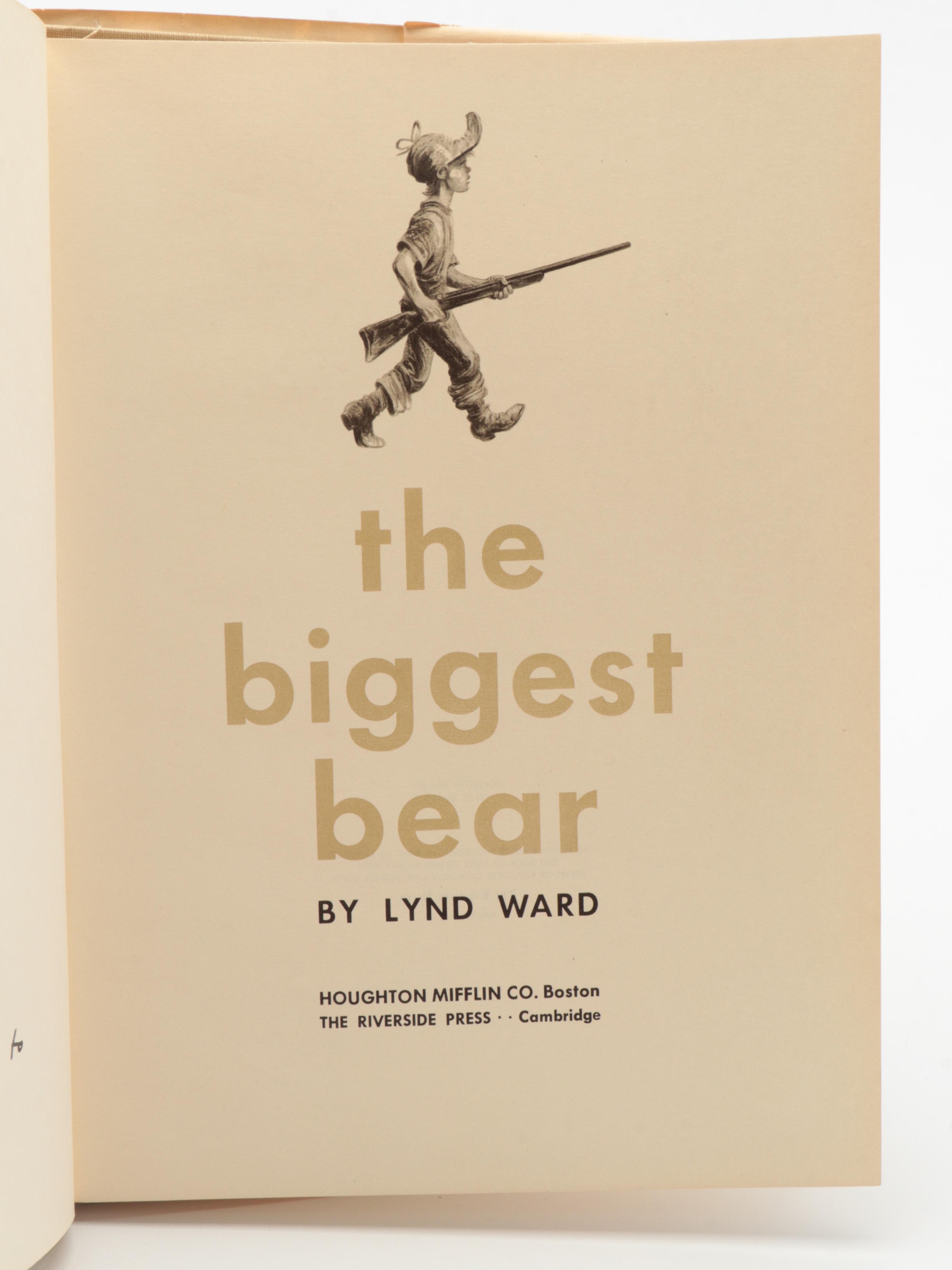 Lynd Ward Signed First Edition "The Biggest Bear" with Japanese Language Edition