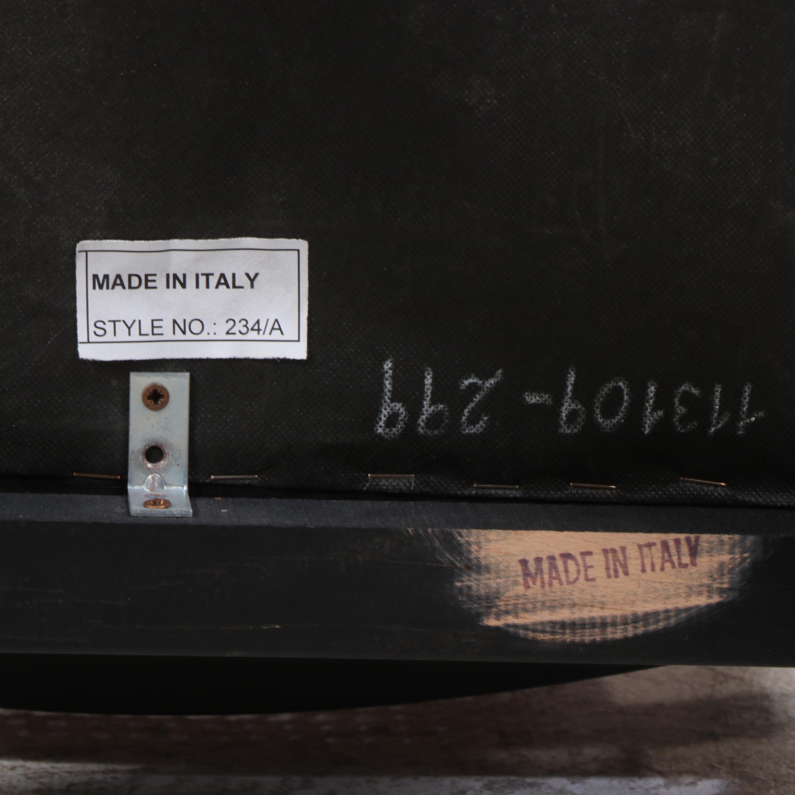 Italian Neoclassical Style Parcel-Gilt and Ebonized Cane-Back Dining Armchairs