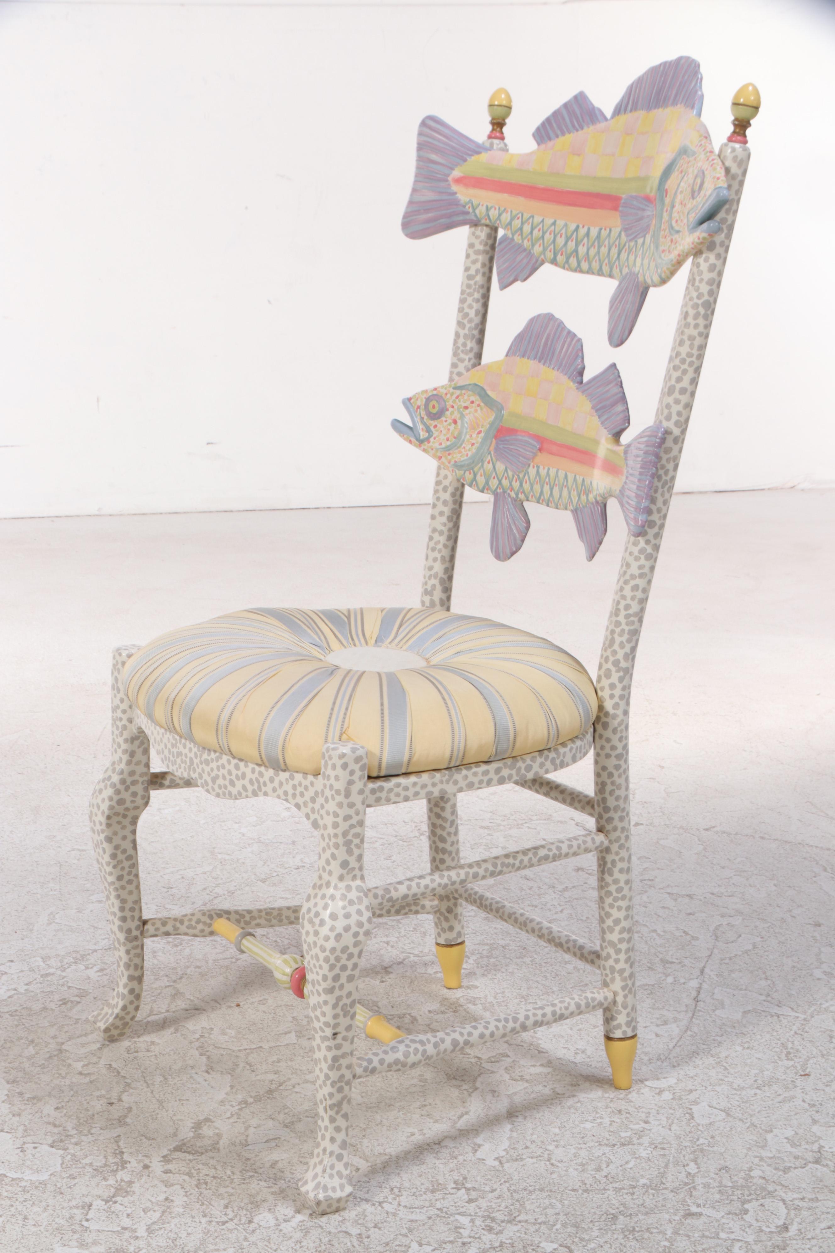 MacKenzie-Childs "Freckle Fish" Paint-Decorated Side Chair