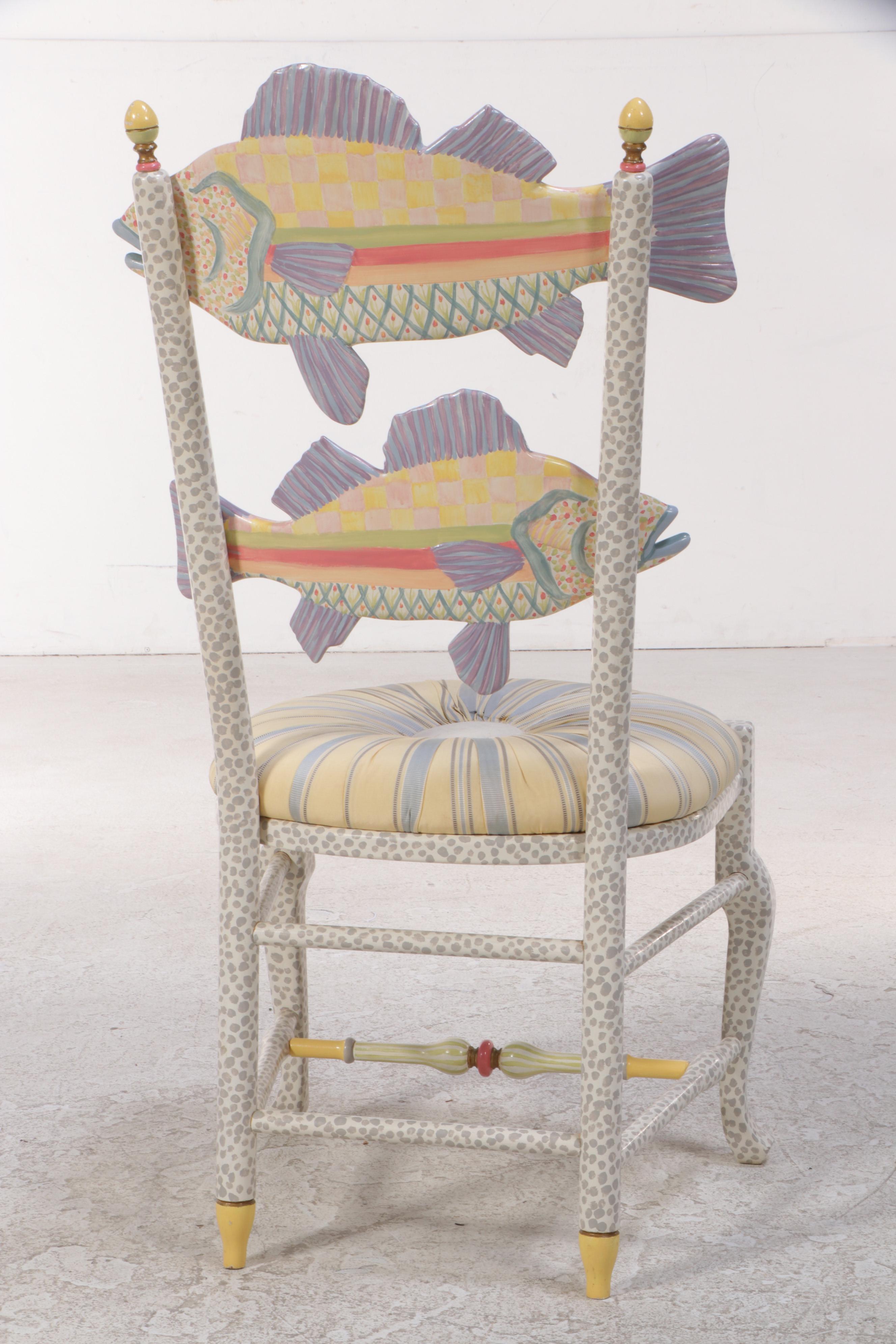 MacKenzie-Childs "Freckle Fish" Paint-Decorated Side Chair