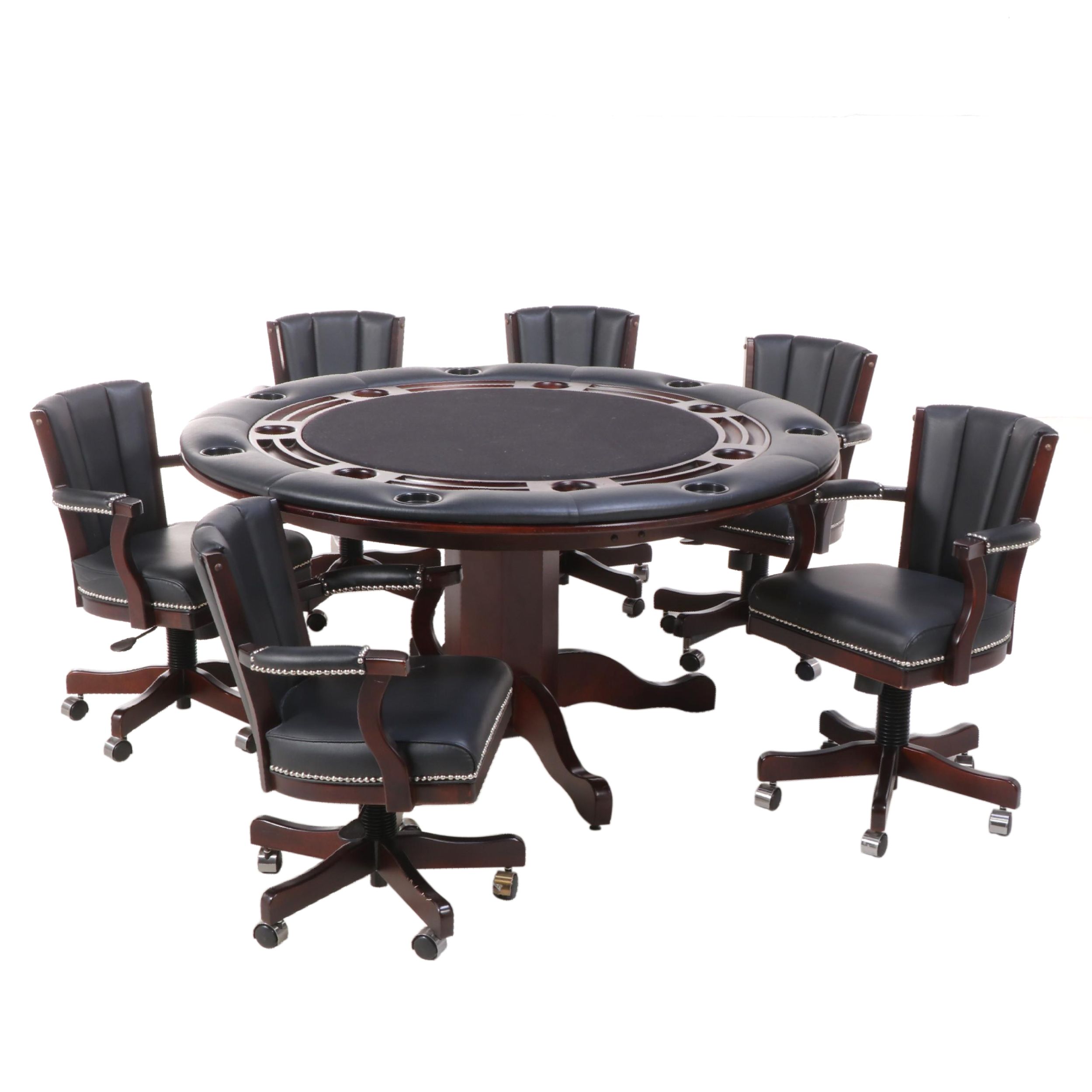 Seven-Piece Beach Mfg. Reversible-Top Dining/Gaming Set with Poker Accessories
