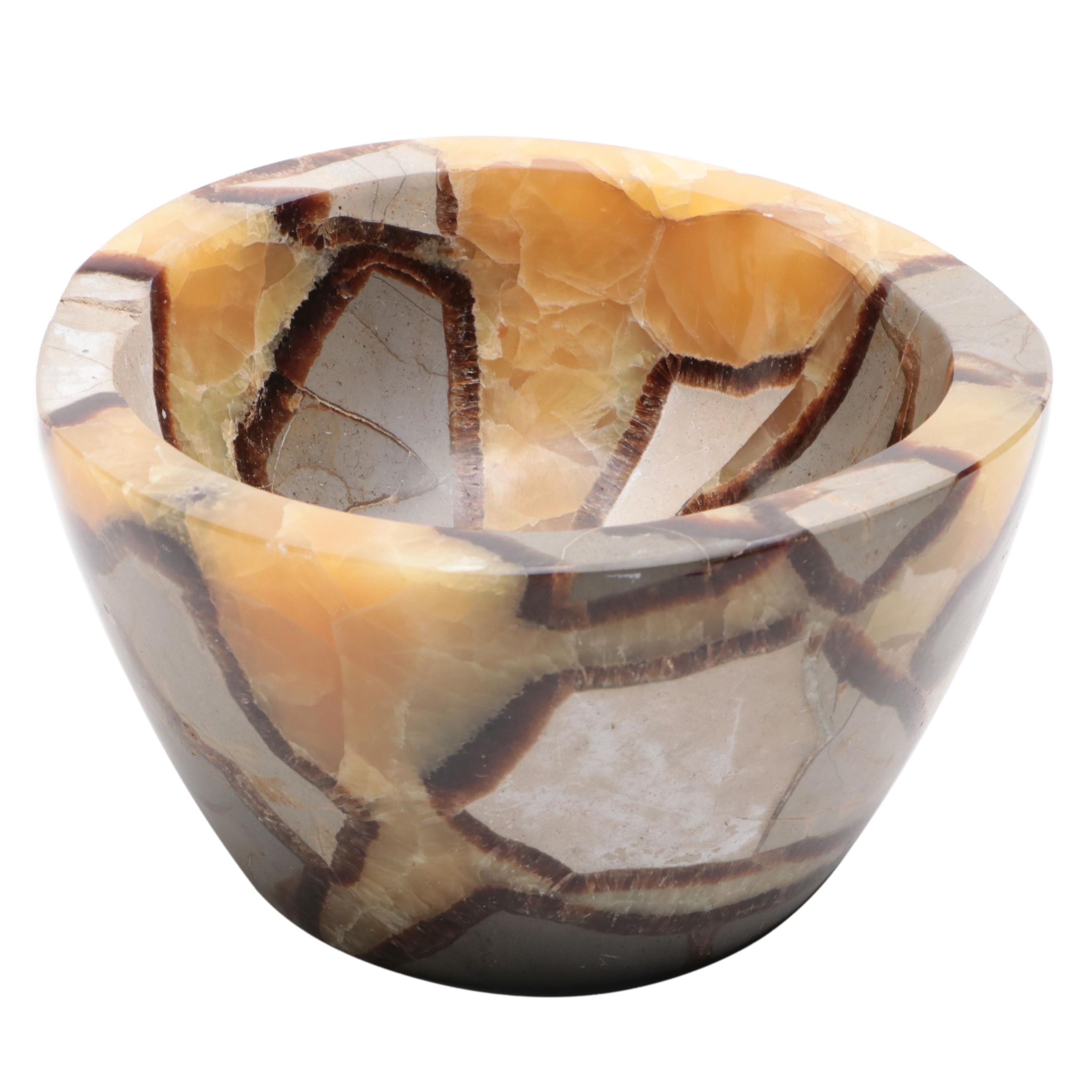 Carved and Polished Septarian Nodule Bowl