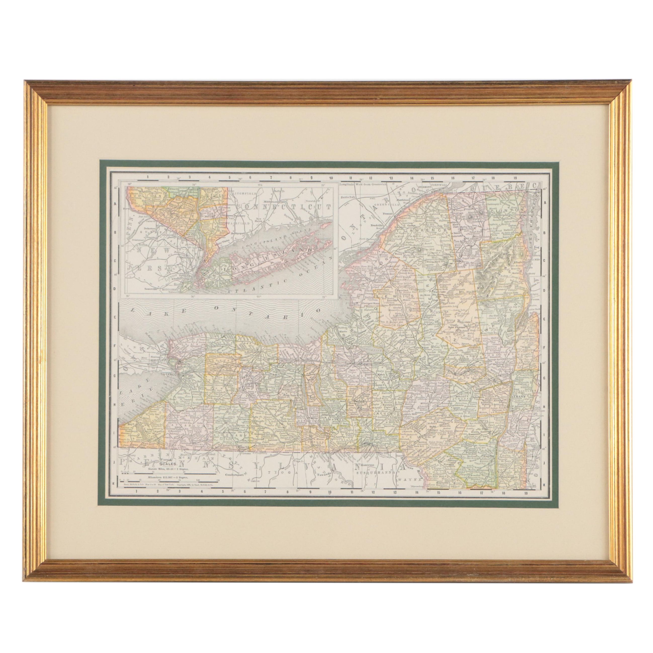 Rand, McNally & Co. Wax Engraving "Map of New York," 1895