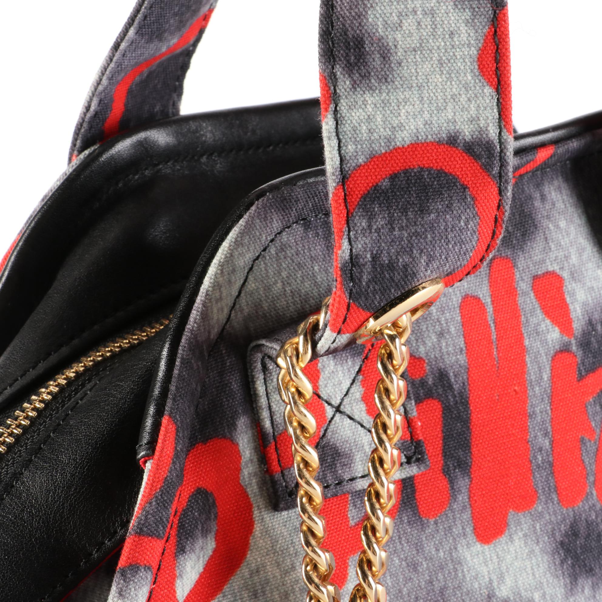 Vivienne Westwood Graffiti Leopard Print Bag in Canvas with Gold Tone Orb Charm