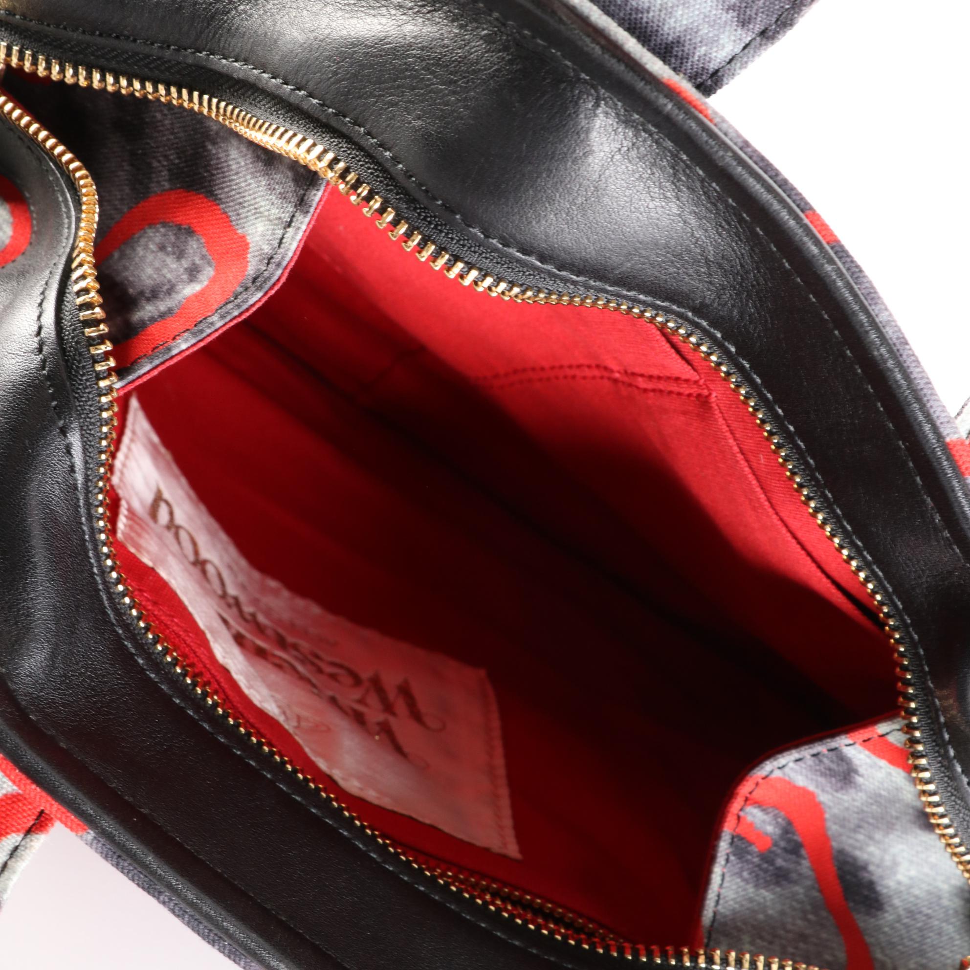 Vivienne Westwood Graffiti Leopard Print Bag in Canvas with Gold Tone Orb Charm