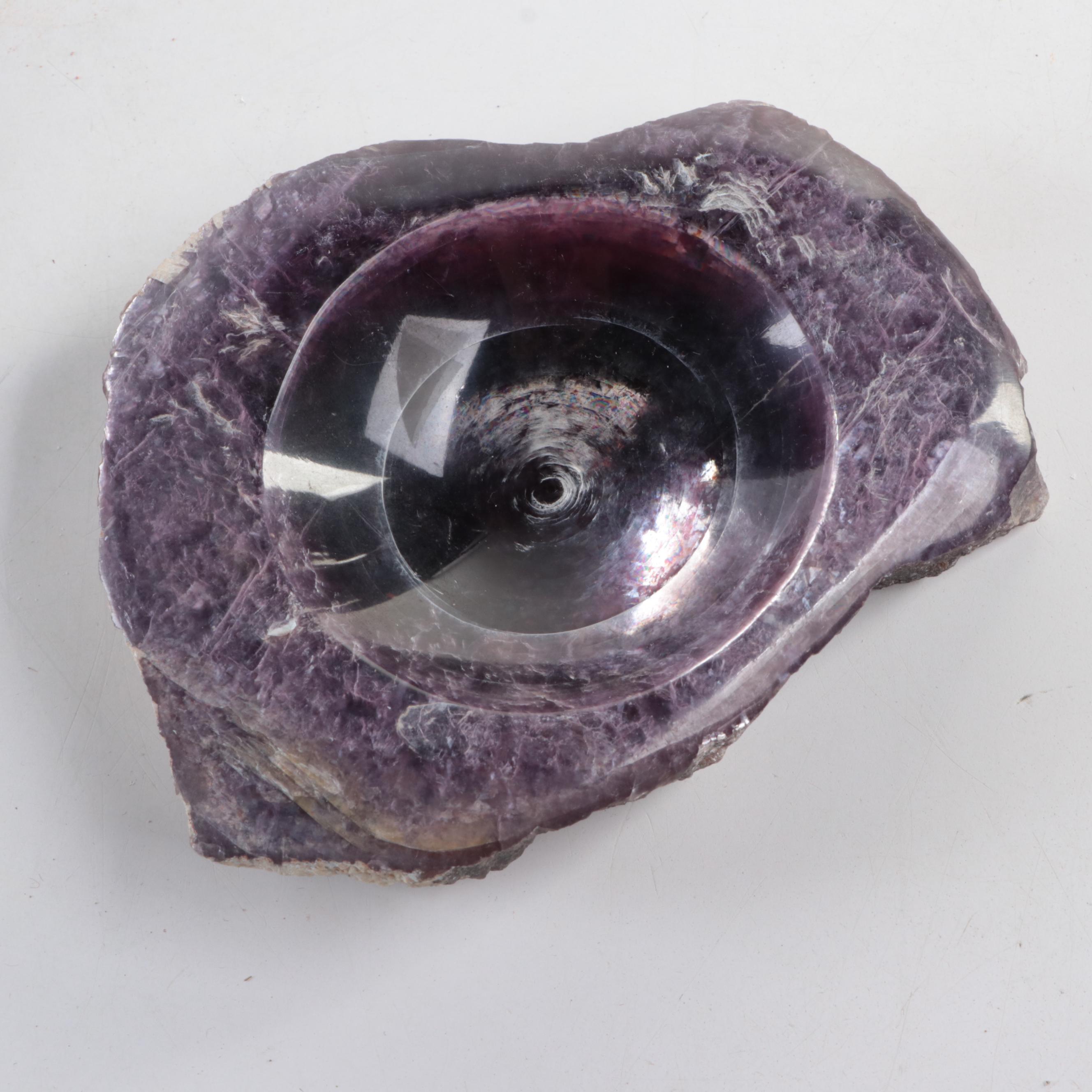 Cut and Polished Brazilian Amethyst and Rhodochrosite Dishes