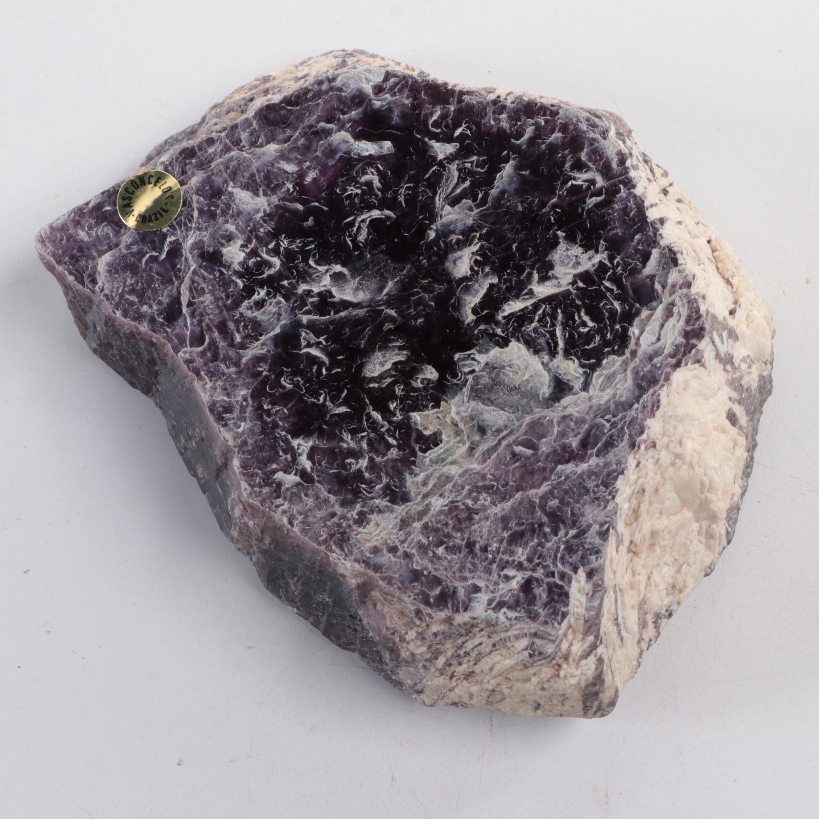 Cut and Polished Brazilian Amethyst and Rhodochrosite Dishes