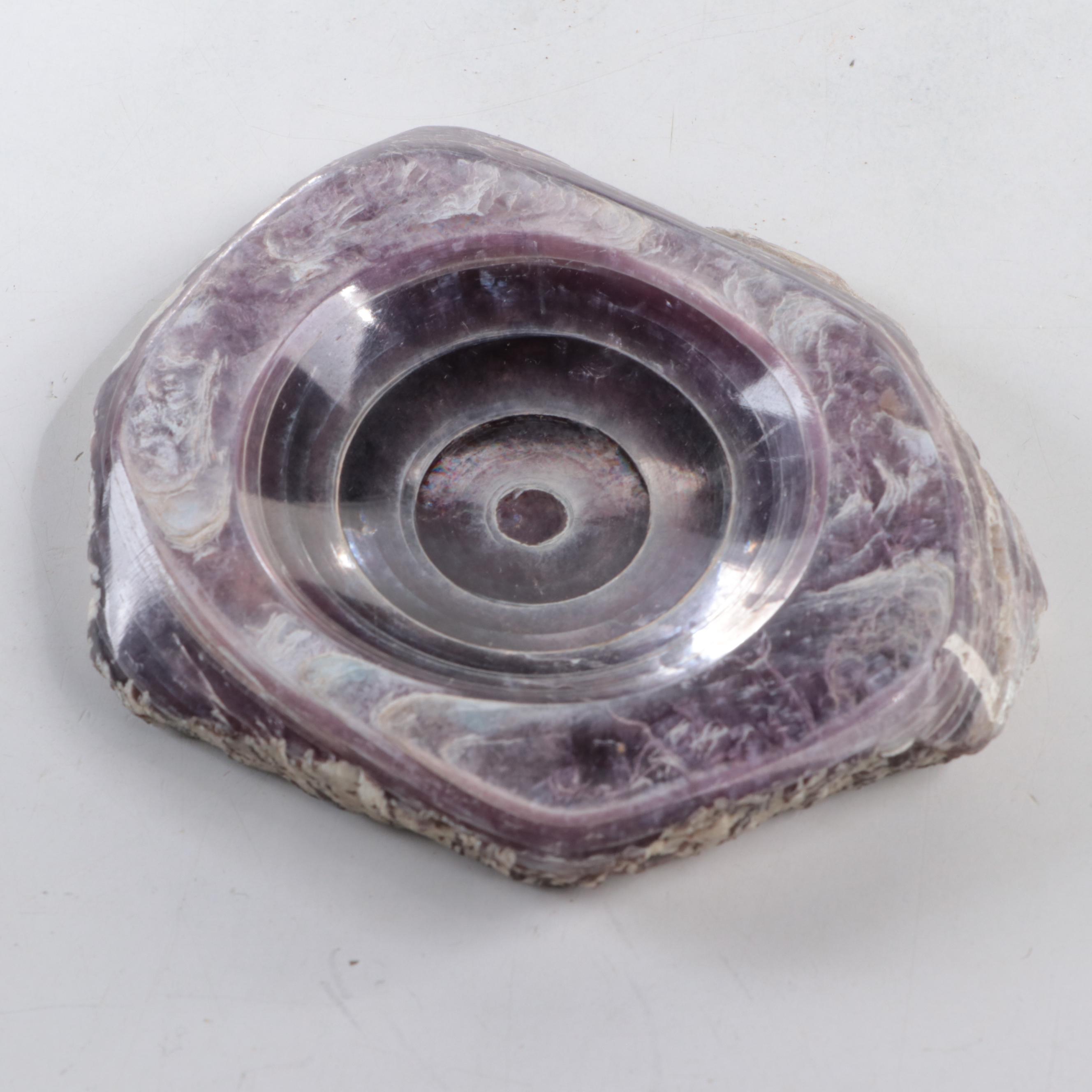 Cut and Polished Brazilian Amethyst and Rhodochrosite Dishes