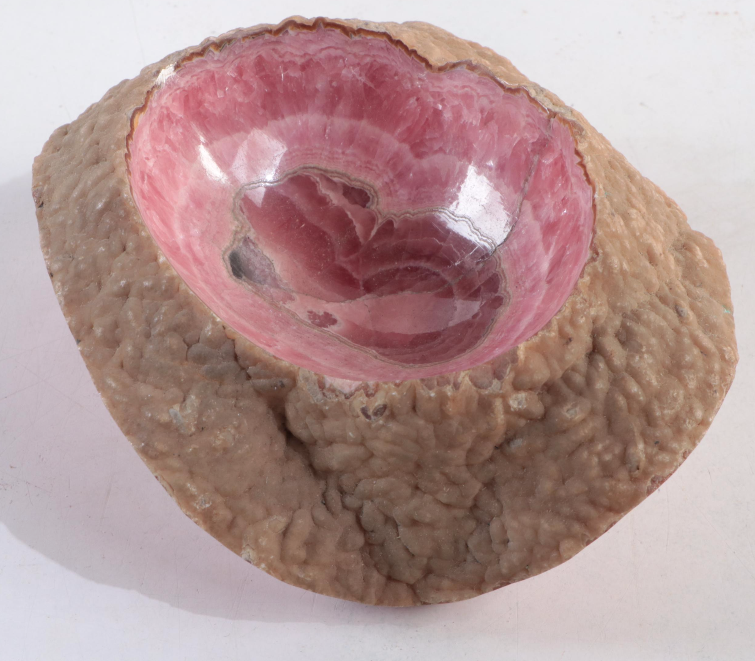 Cut and Polished Brazilian Amethyst and Rhodochrosite Dishes