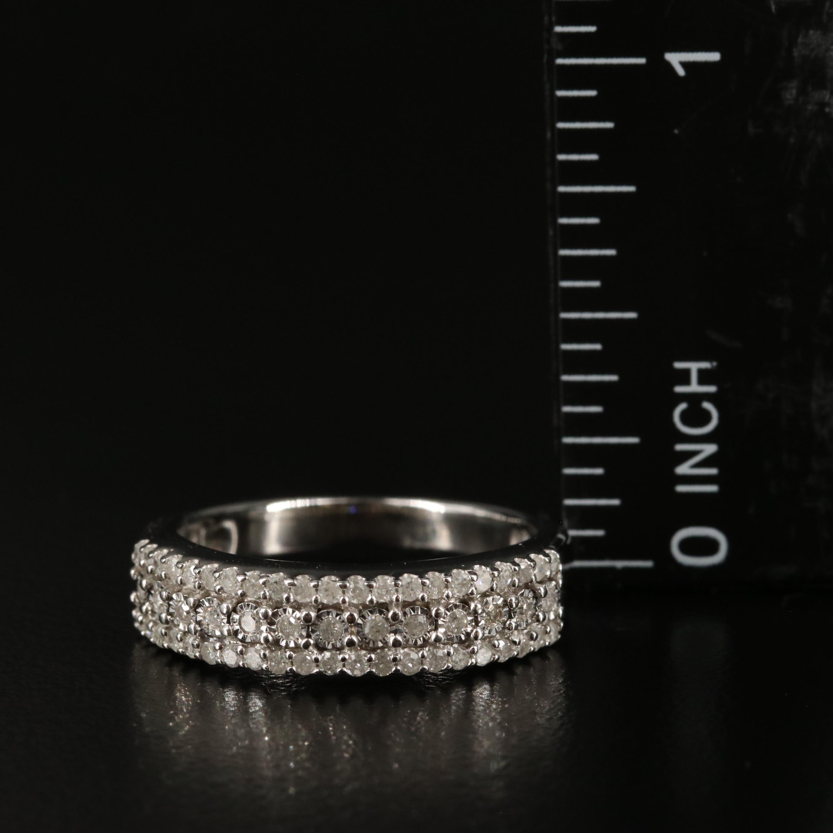Sterling Three Row Diamond Band