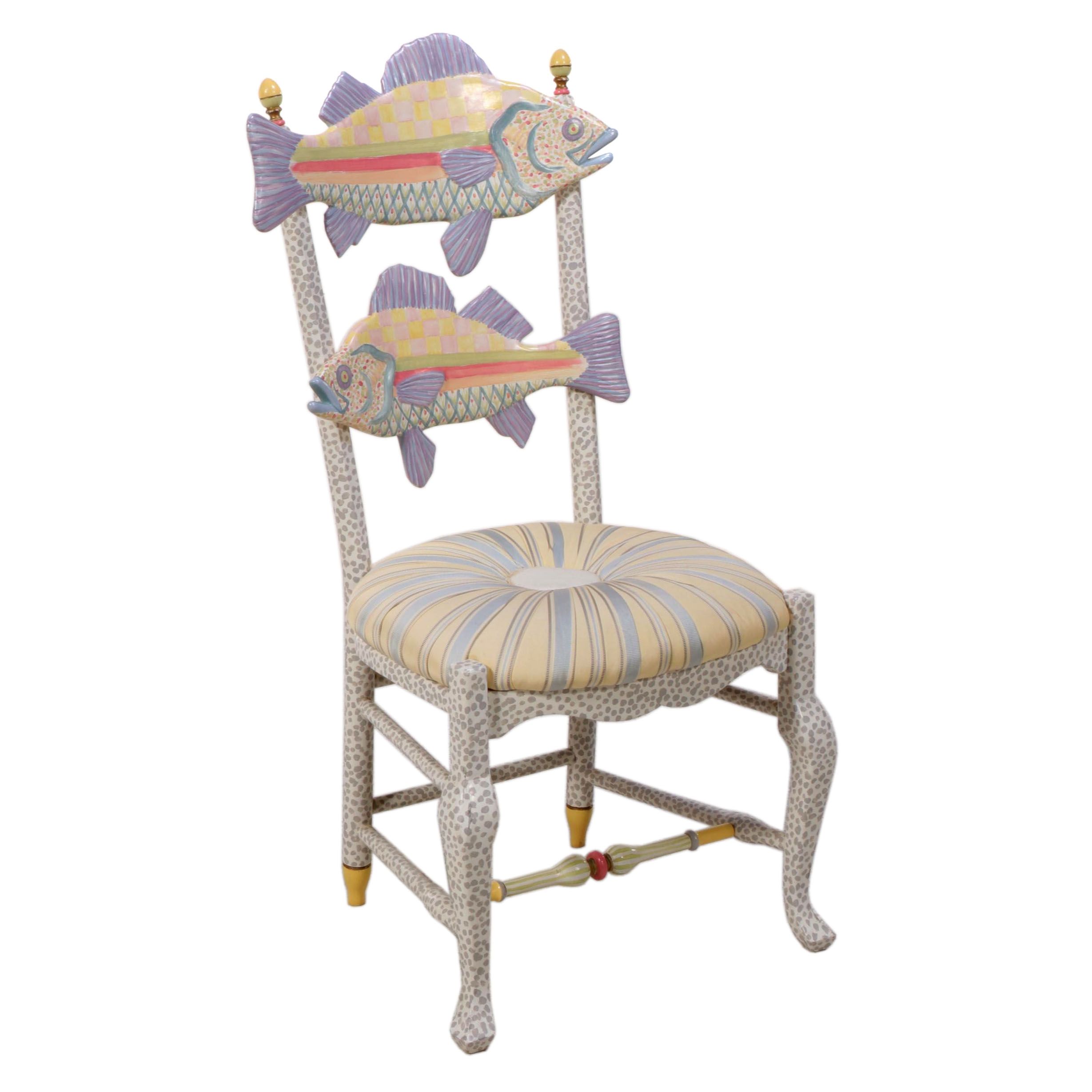 MacKenzie-Childs "Freckle Fish" Paint-Decorated Side Chair