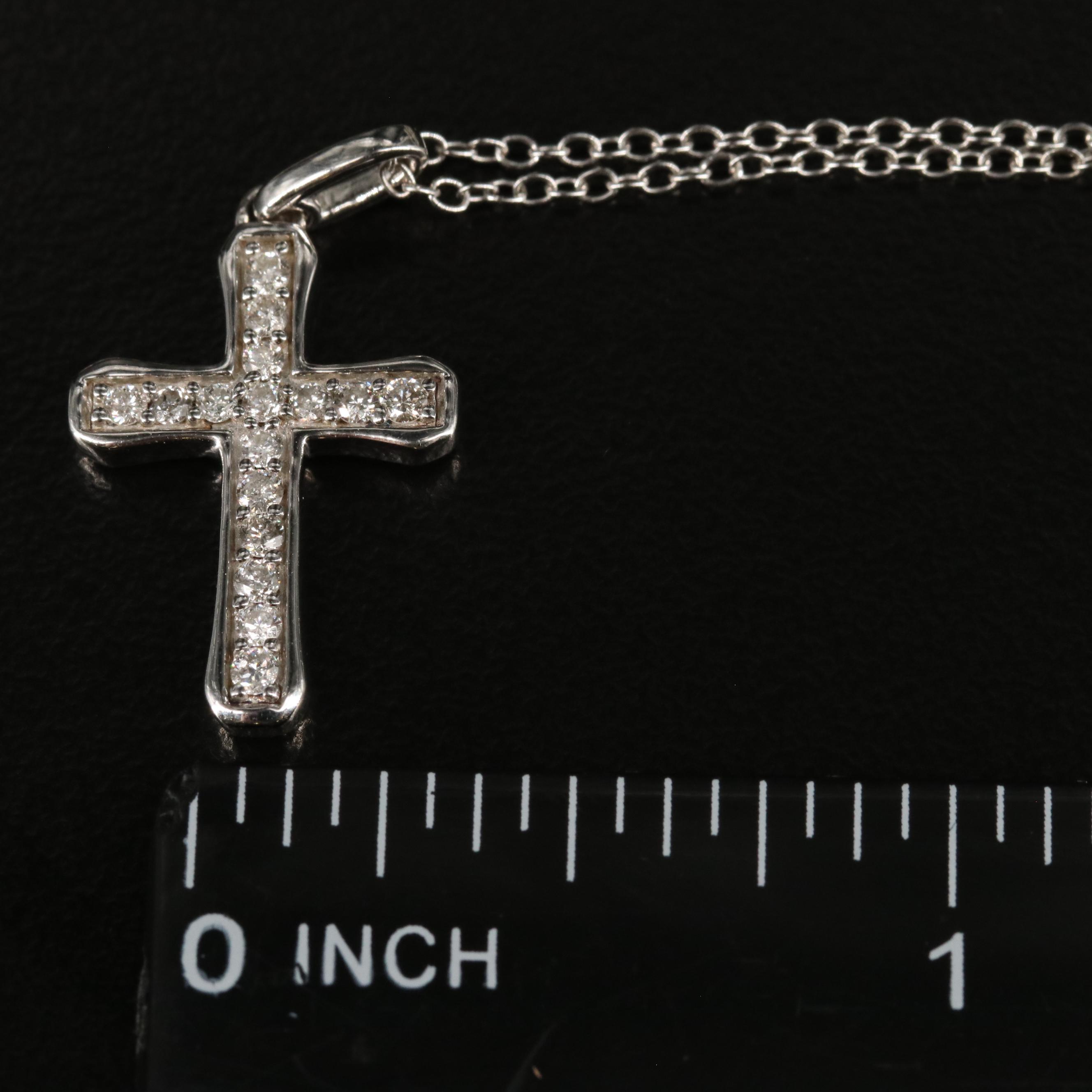 Sterling Diamond Cross Pendant Necklace