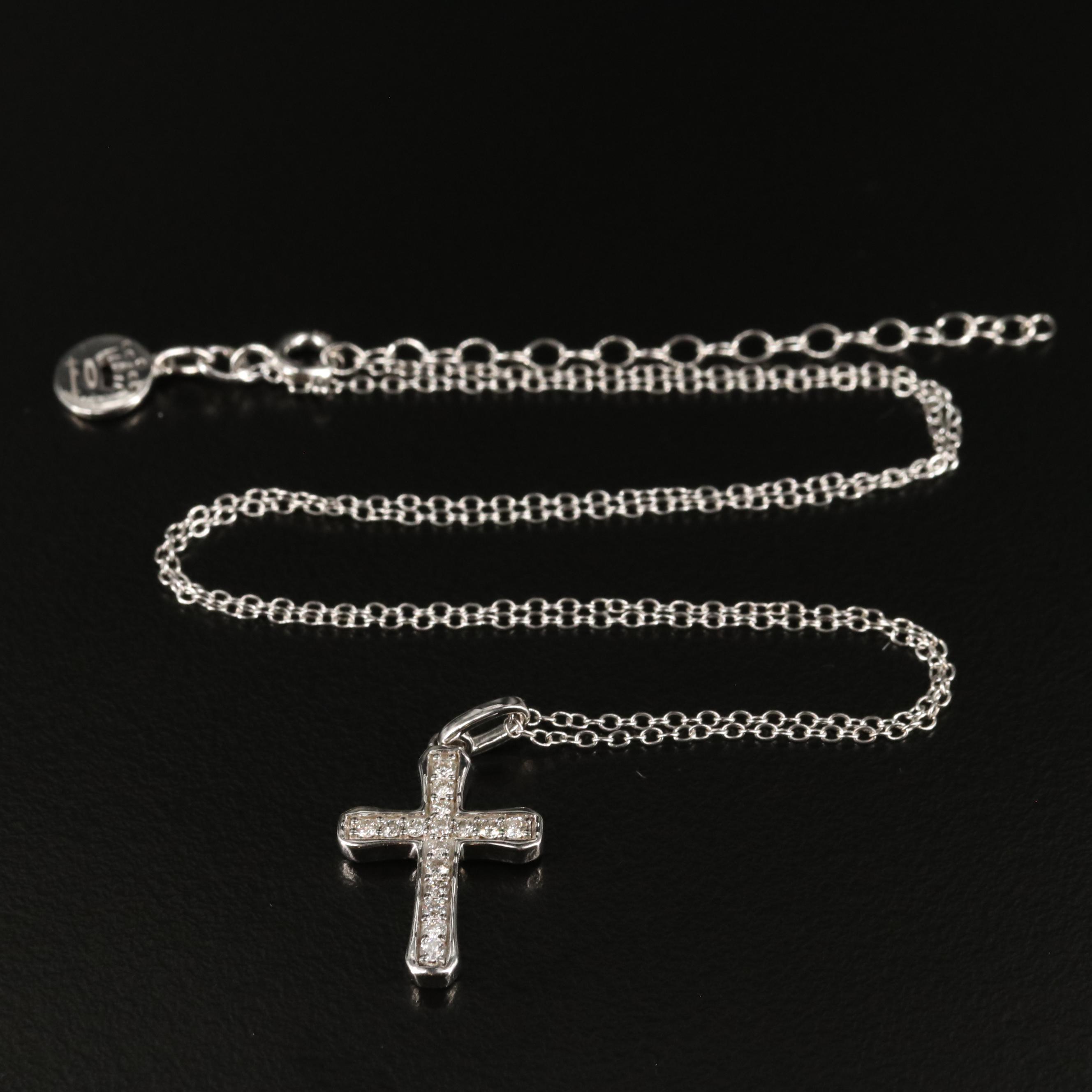 Sterling Diamond Cross Pendant Necklace