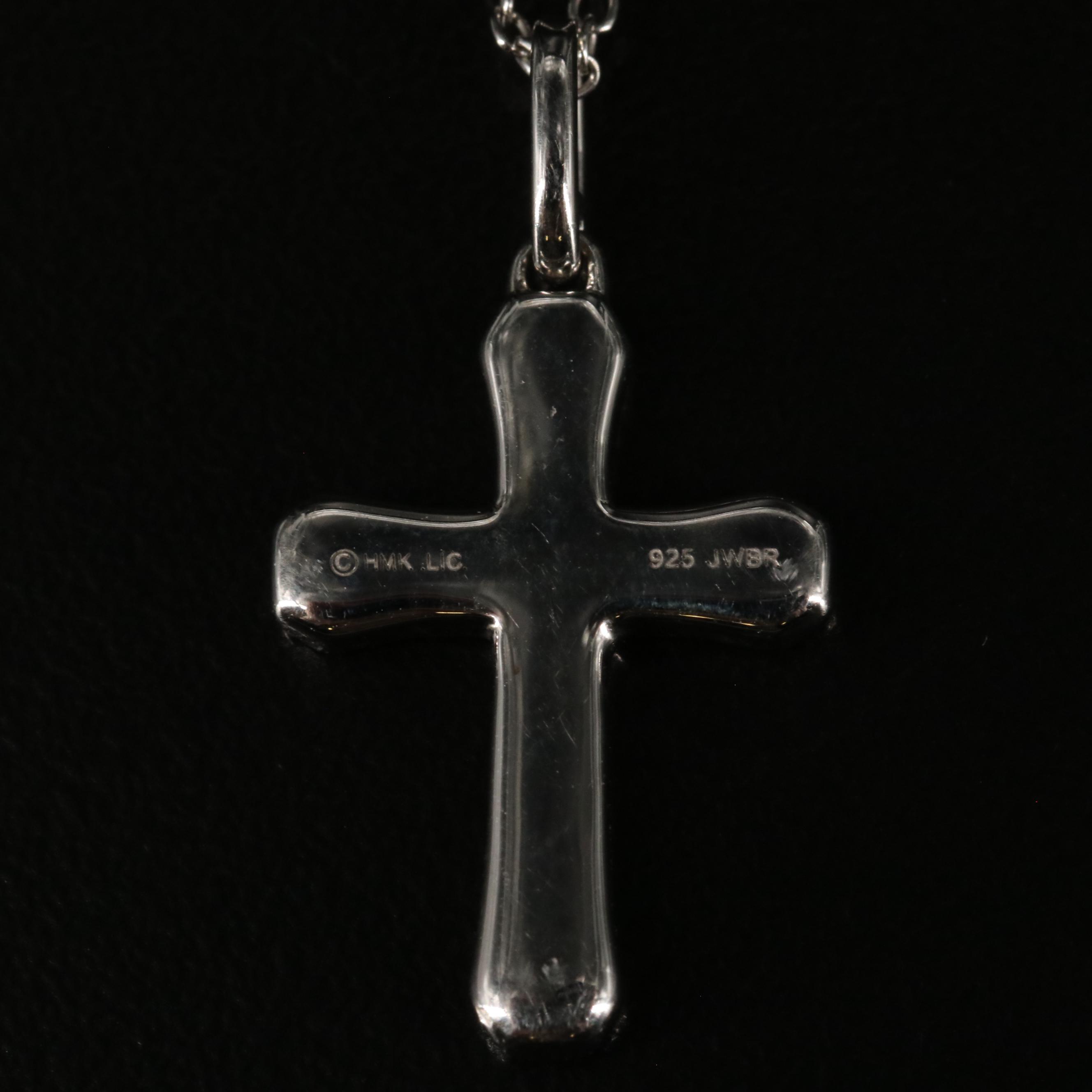 Sterling Diamond Cross Pendant Necklace
