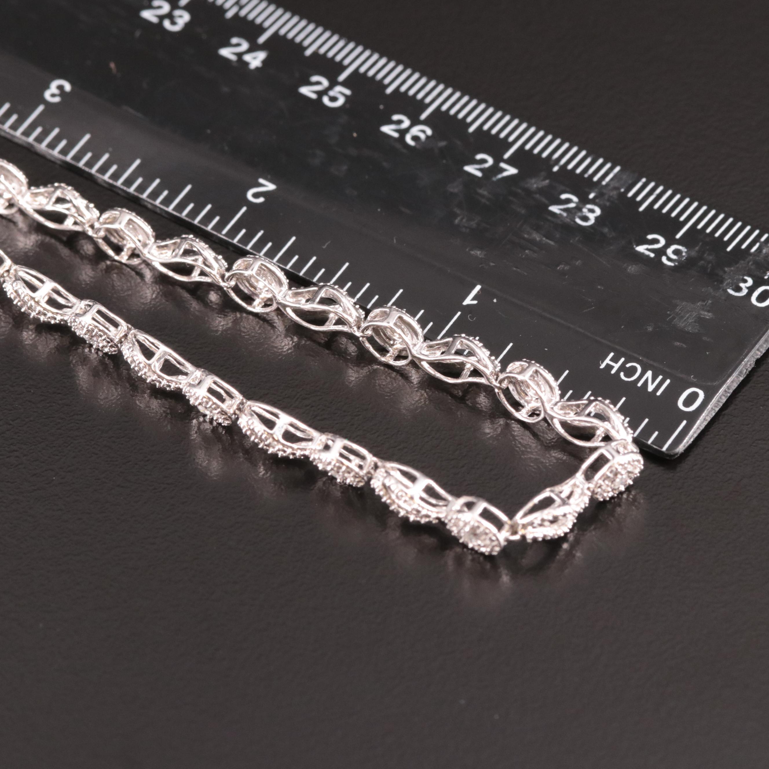 Sterling Diamond Fancy Link Bracelet