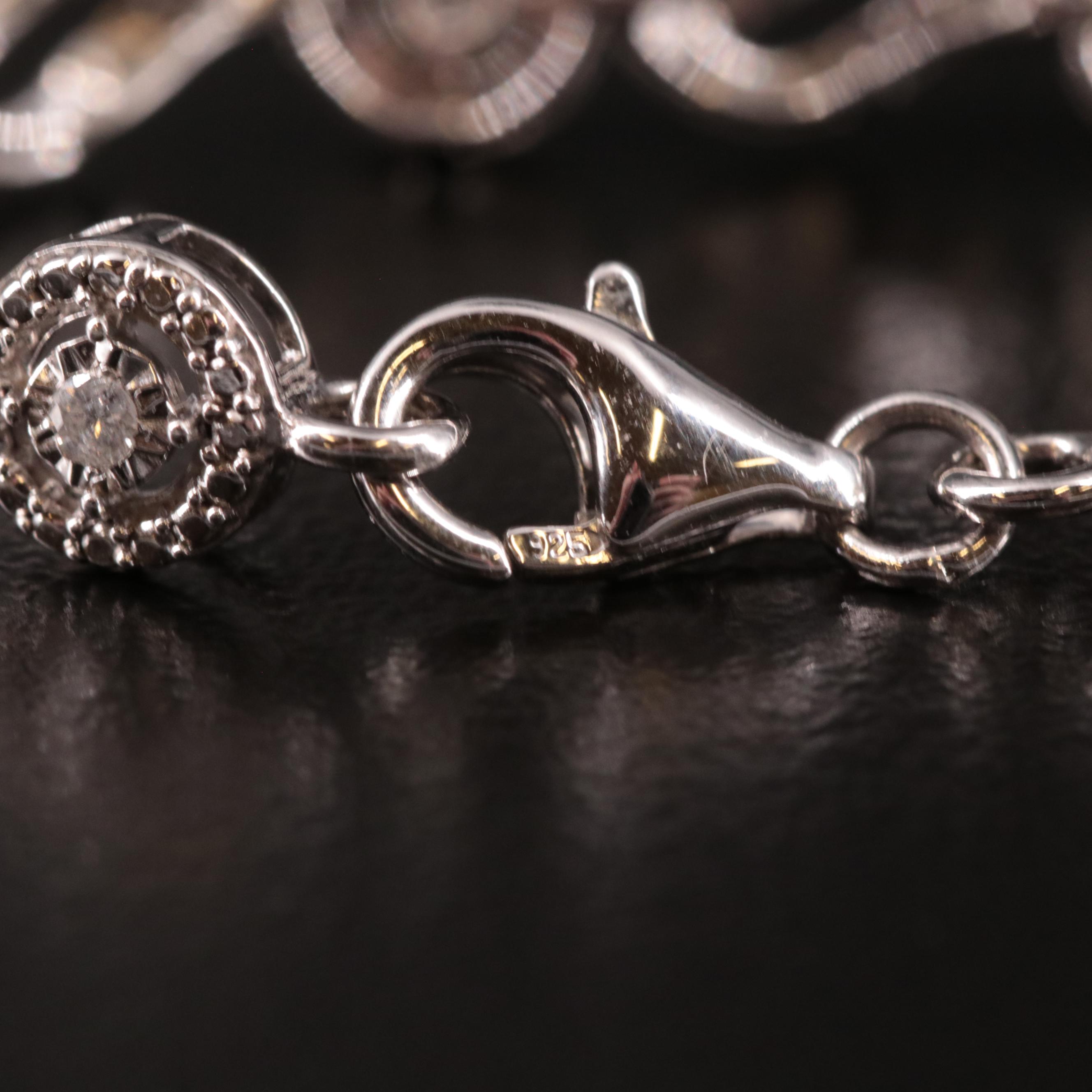 Sterling Diamond Fancy Link Bracelet