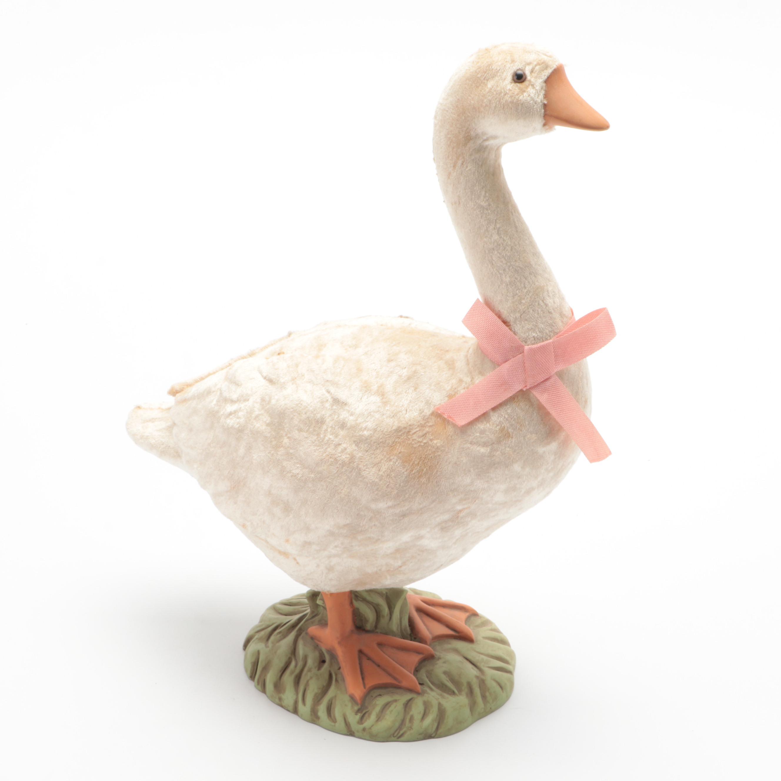 Velveteen Covered Resin Goose Figurines