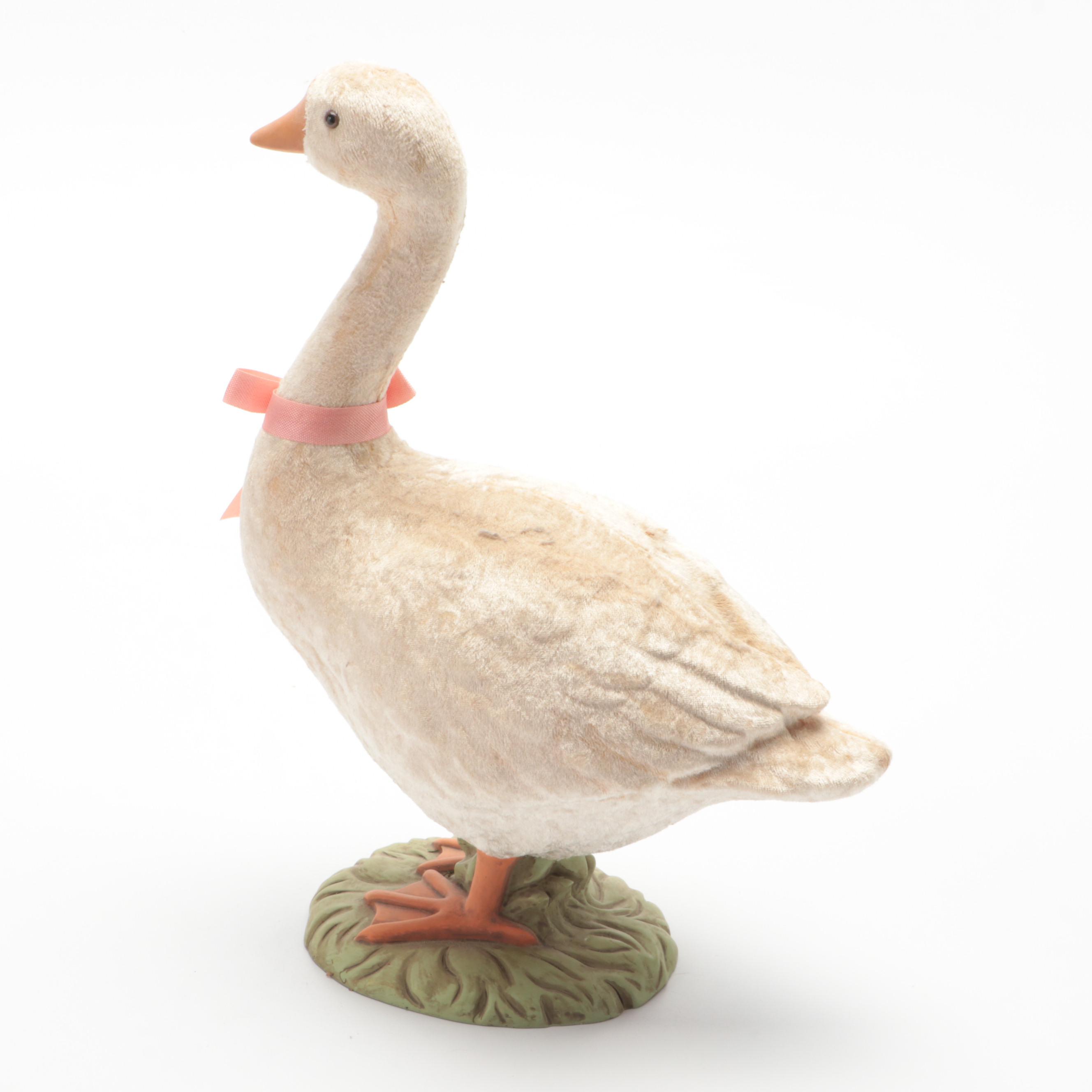 Velveteen Covered Resin Goose Figurines