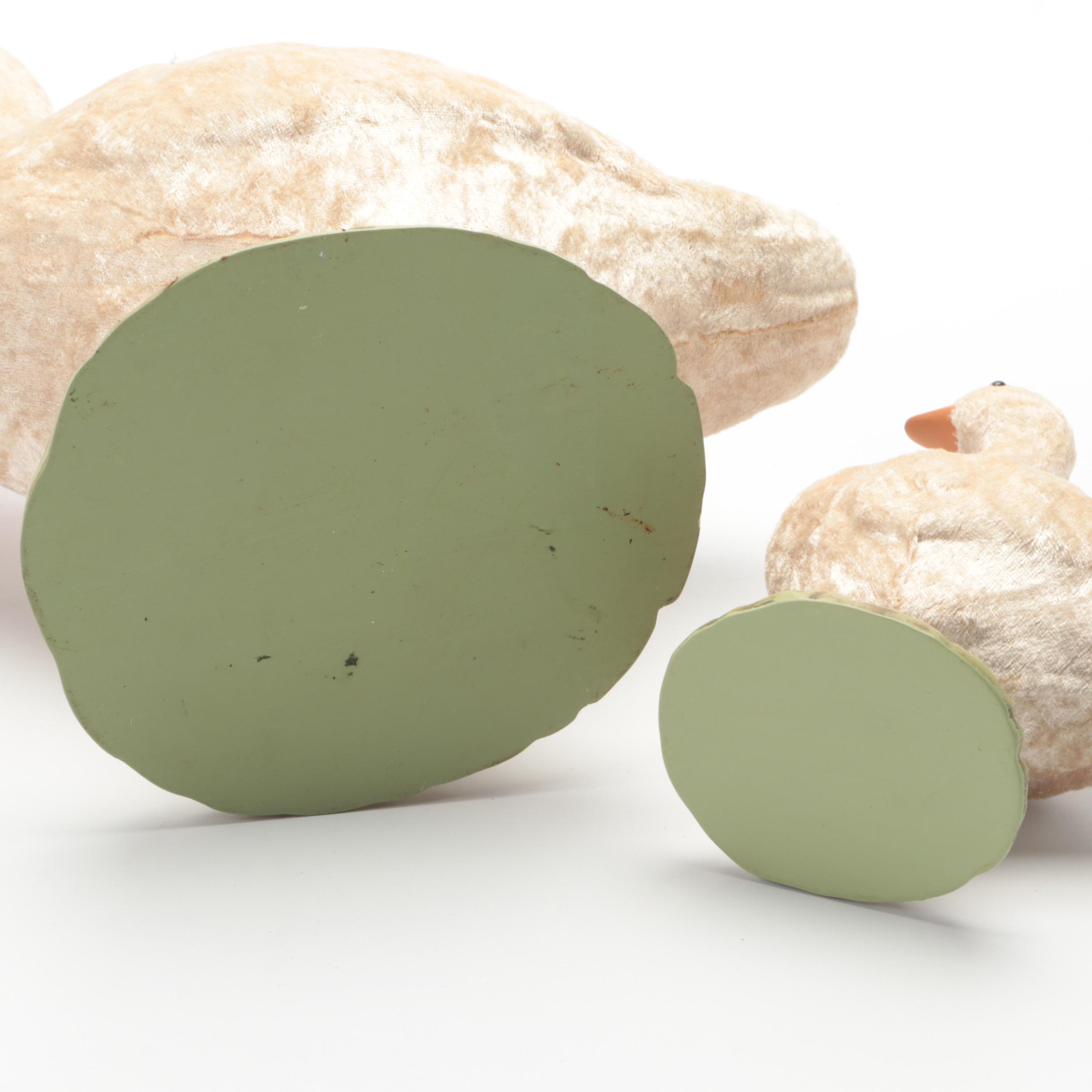 Velveteen Covered Resin Goose Figurines