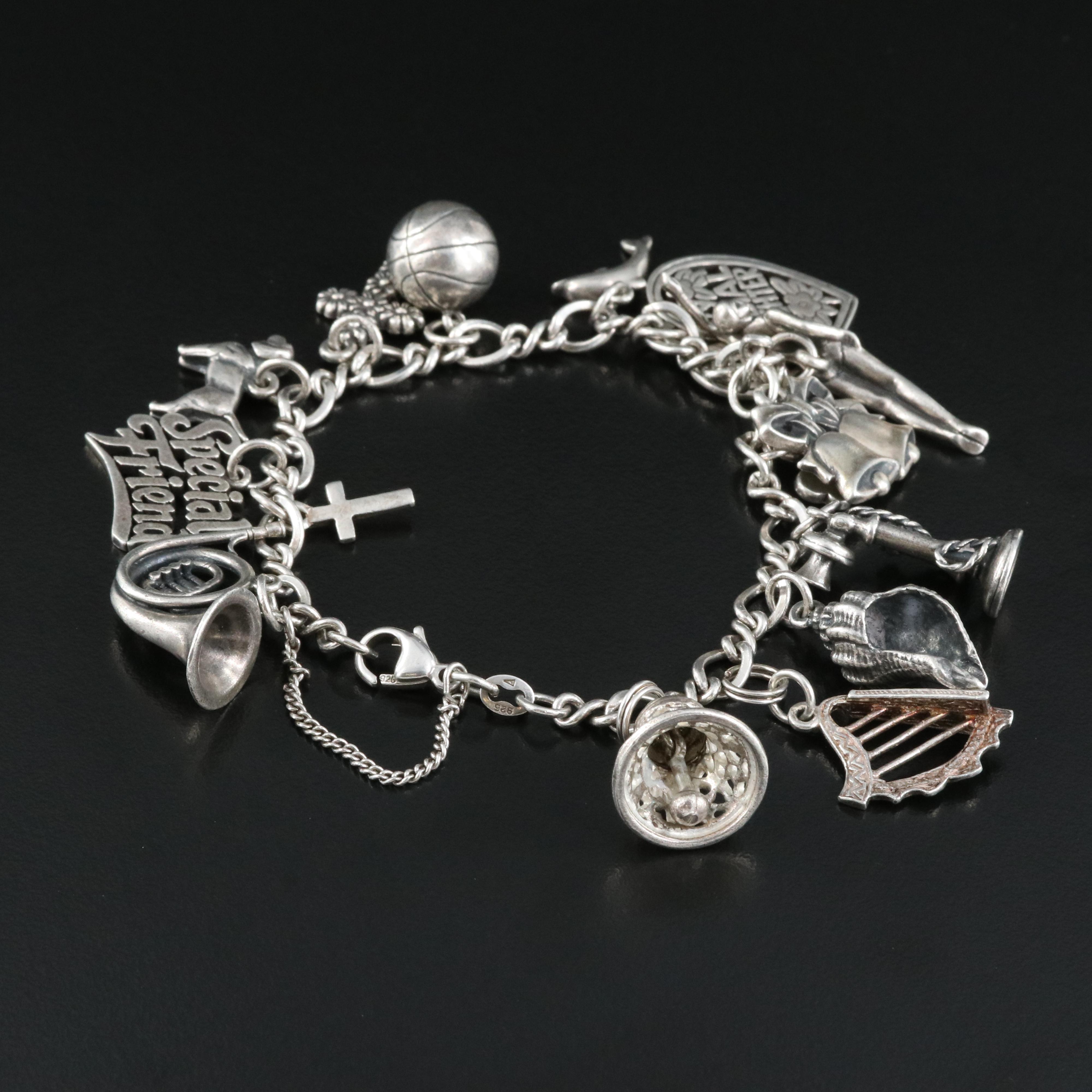James Avery Featured in Sterling Charm Bracelet