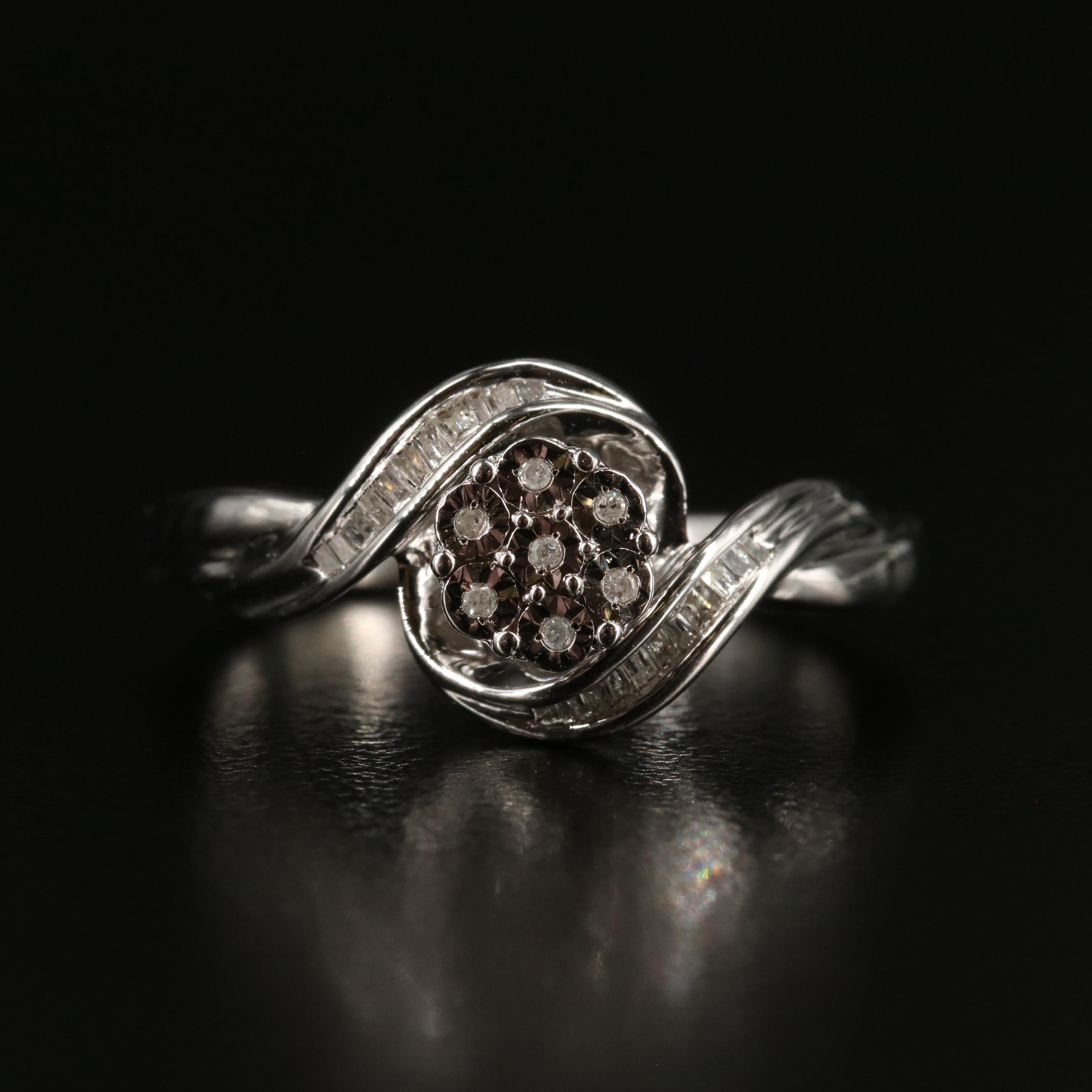 Sterling Diamond Bypass Ring