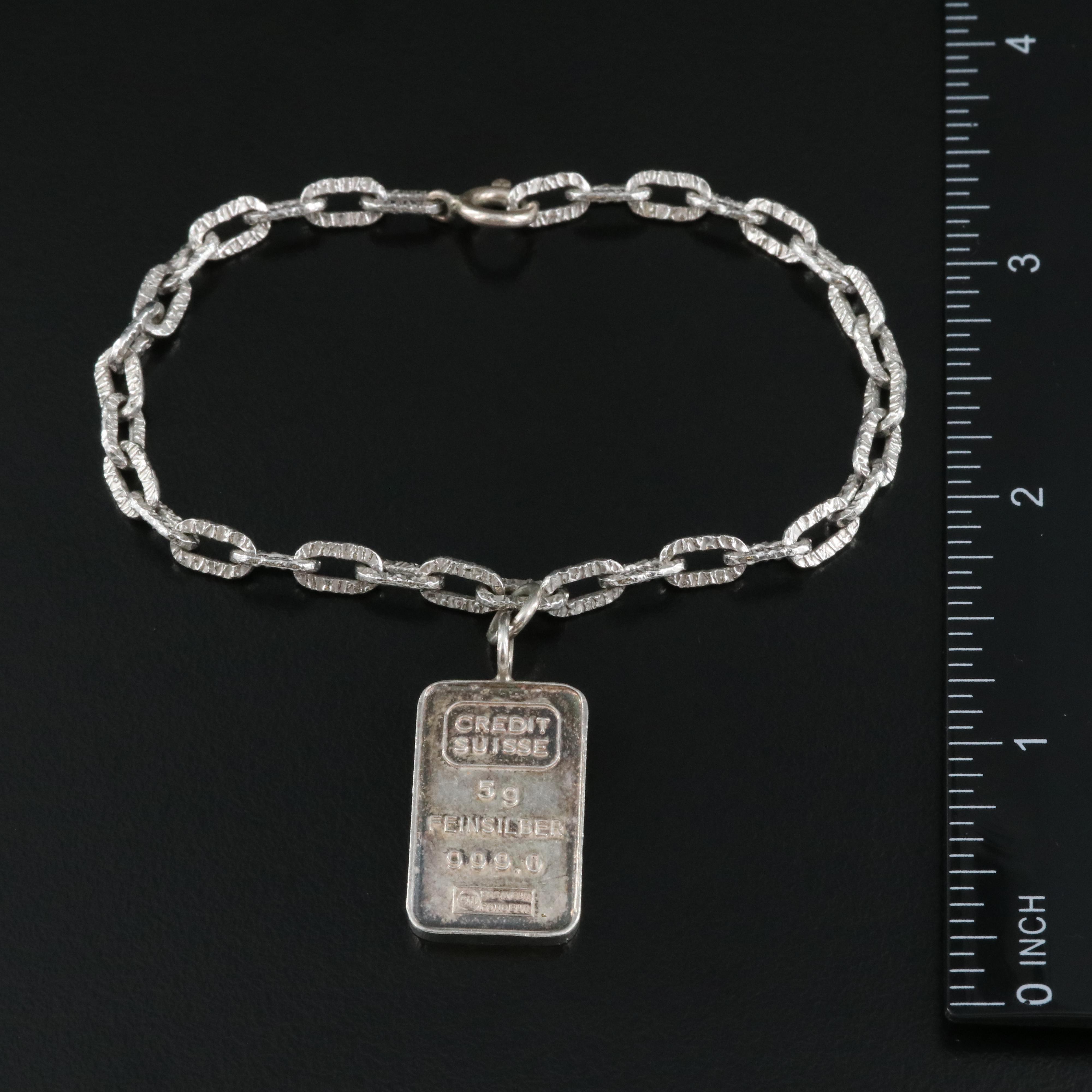 Sterling Bracelet with Fine Silver Credit Suisse Ingot
