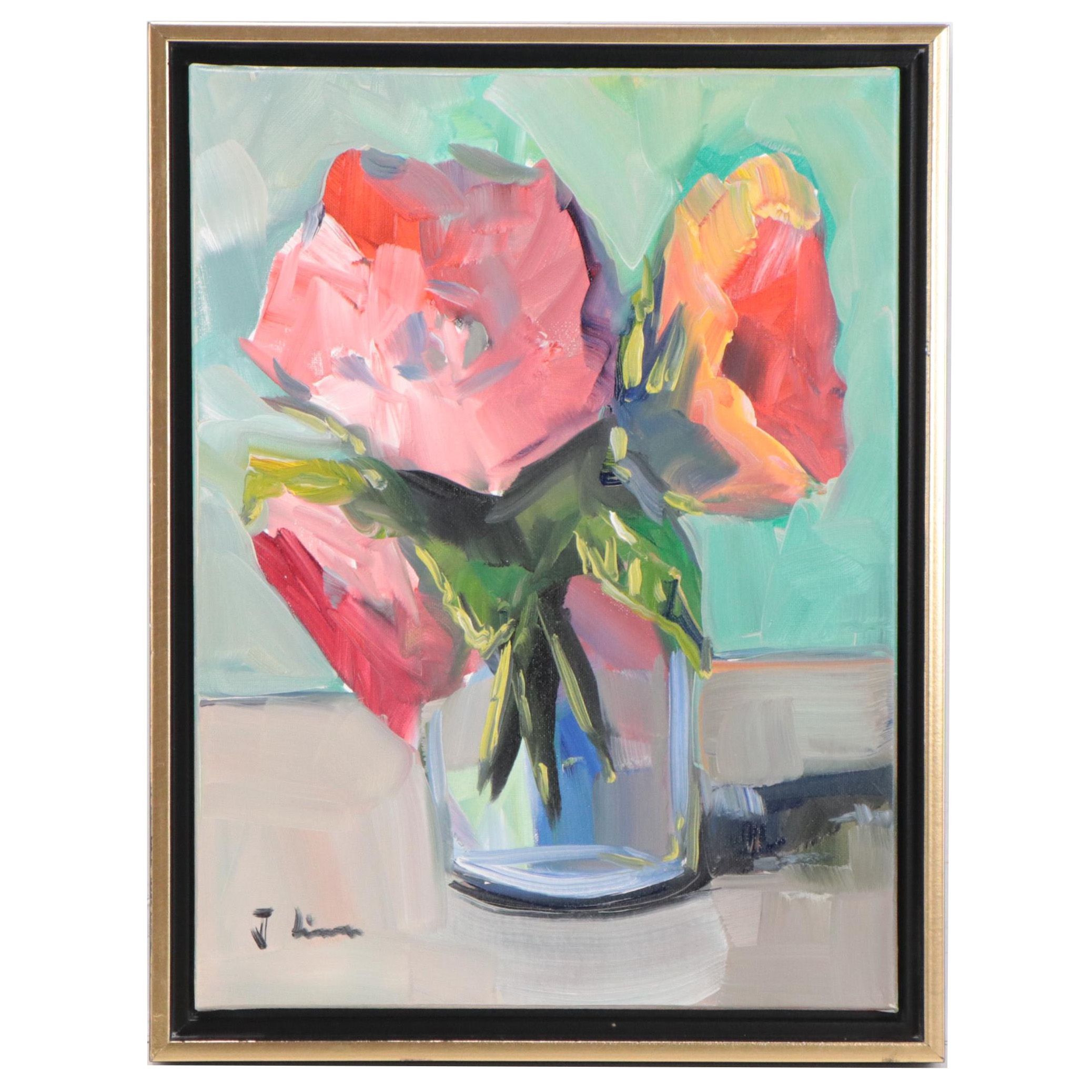 José M. Lima Floral Still Life Oil Painting, 2021