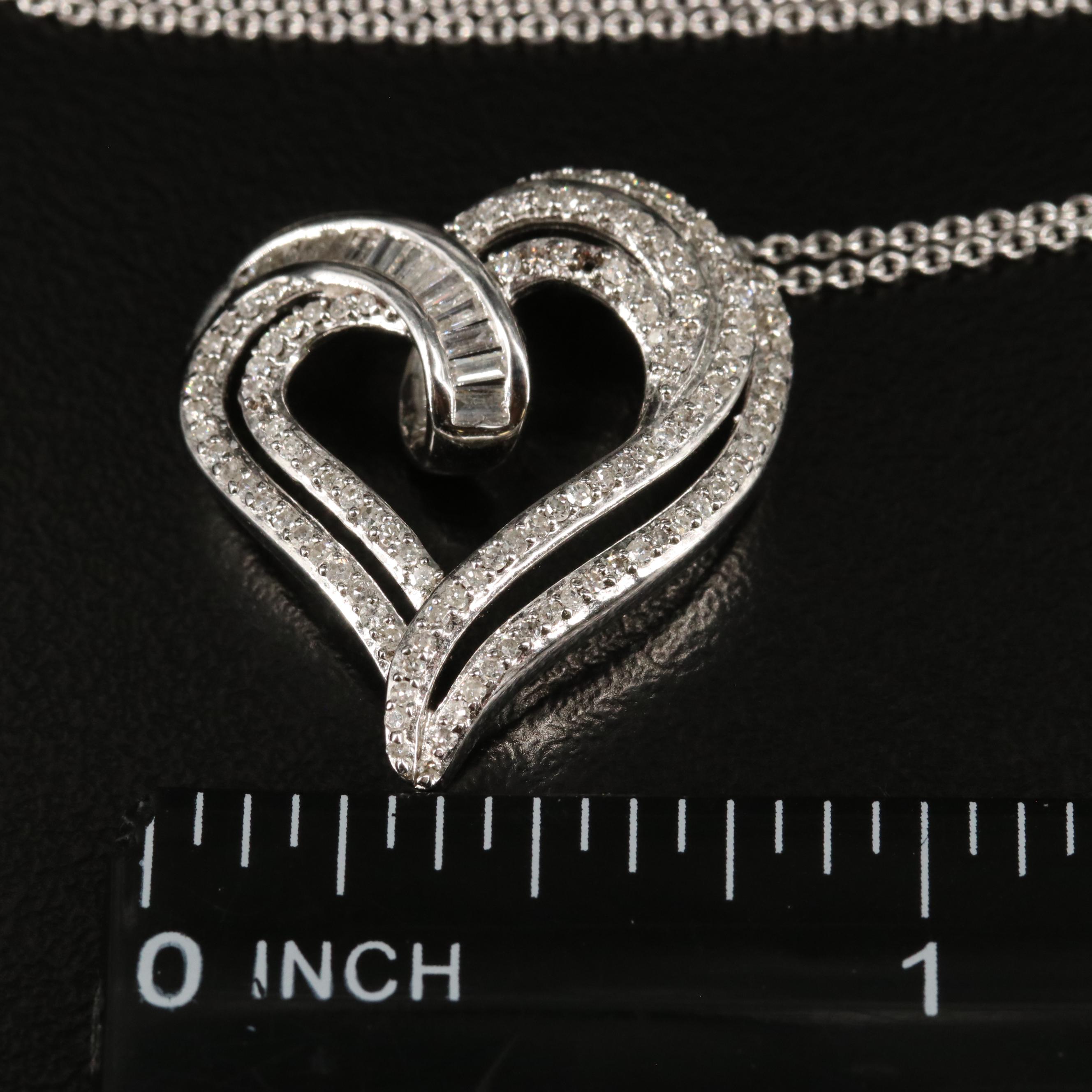 Sterling Diamond Heart Pendant Necklace