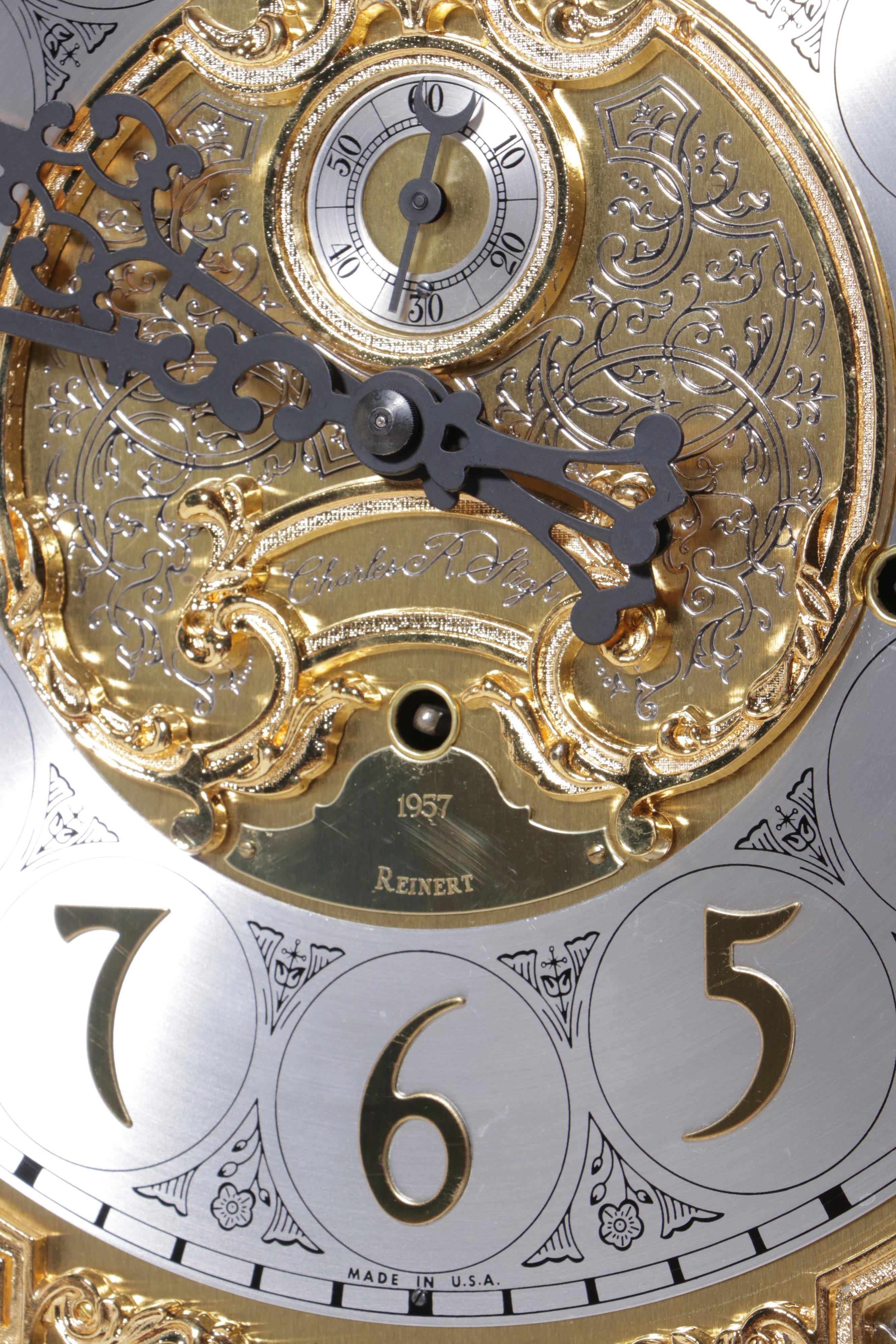 Charles R. Sligh "Model 233" Mahogany, Cherry, and Marquetry Grandfather Clock