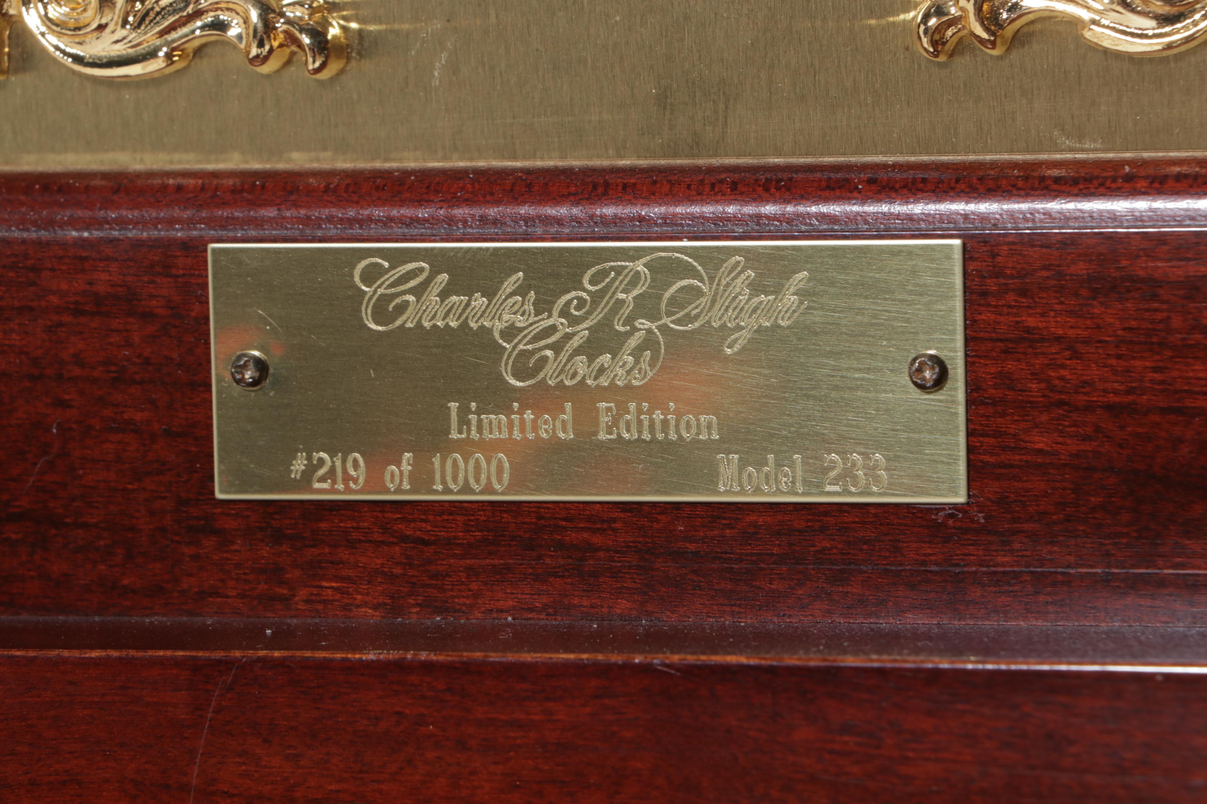 Charles R. Sligh "Model 233" Mahogany, Cherry, and Marquetry Grandfather Clock