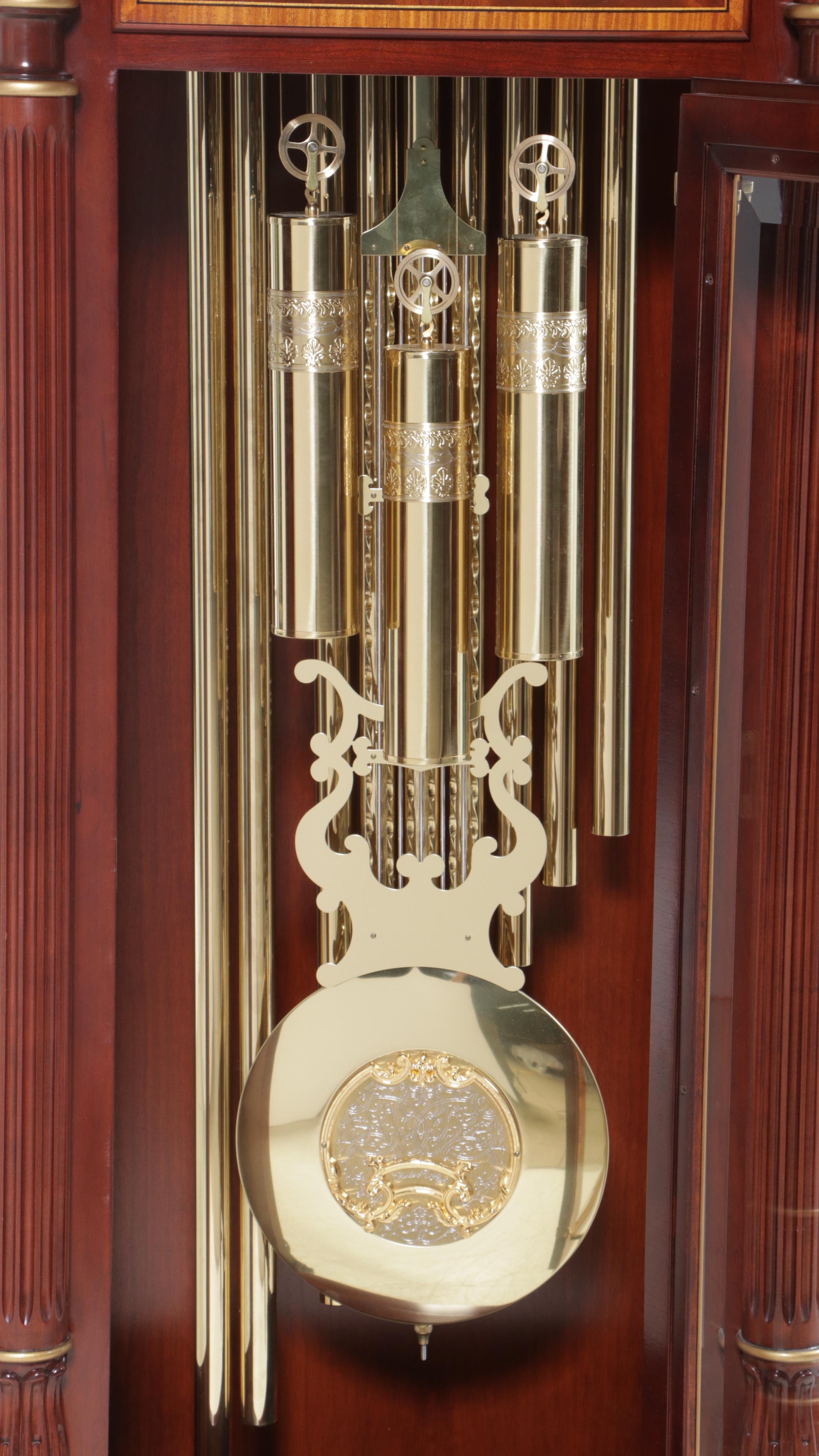 Charles R. Sligh "Model 233" Mahogany, Cherry, and Marquetry Grandfather Clock