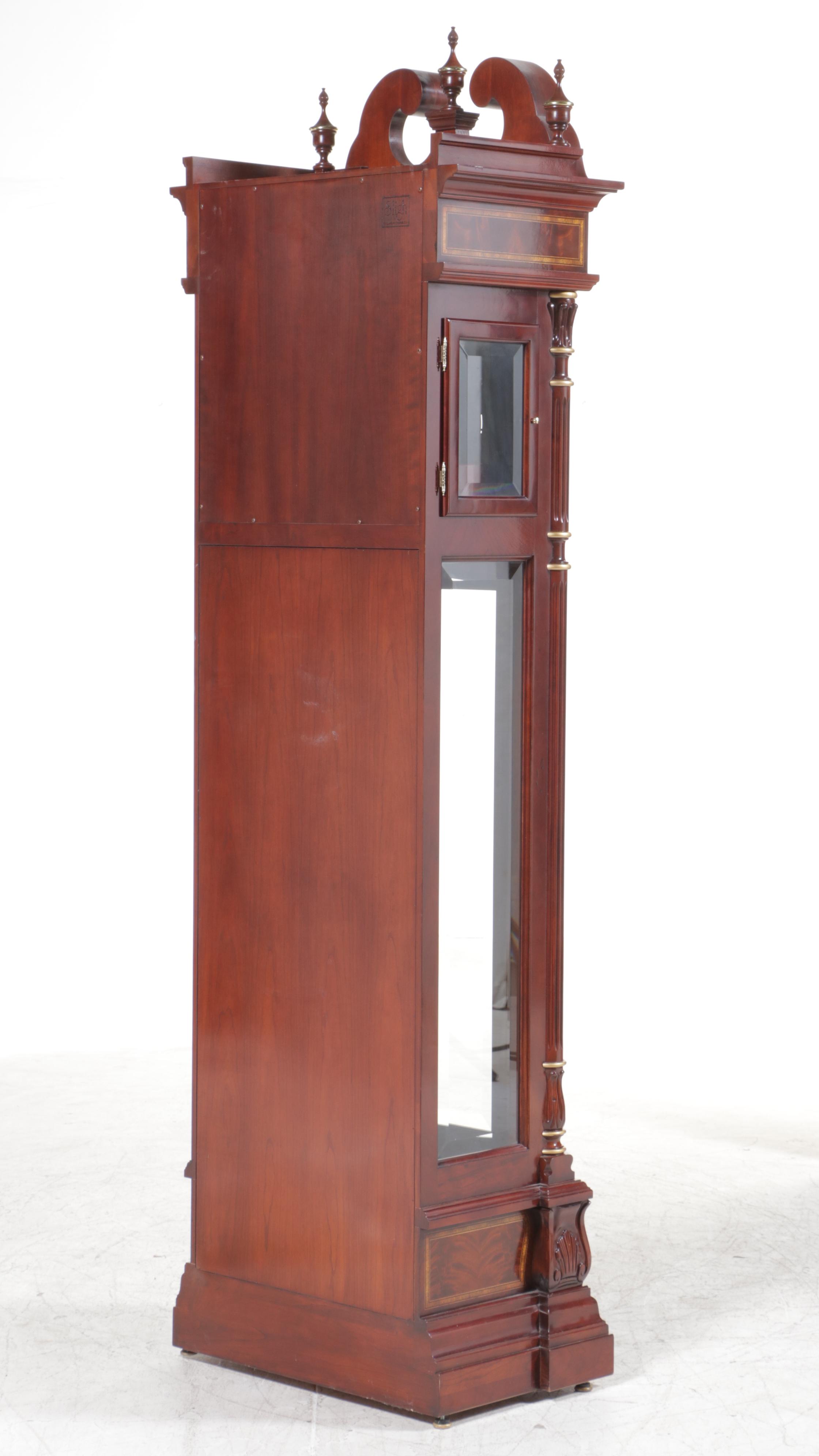Charles R. Sligh "Model 233" Mahogany, Cherry, and Marquetry Grandfather Clock