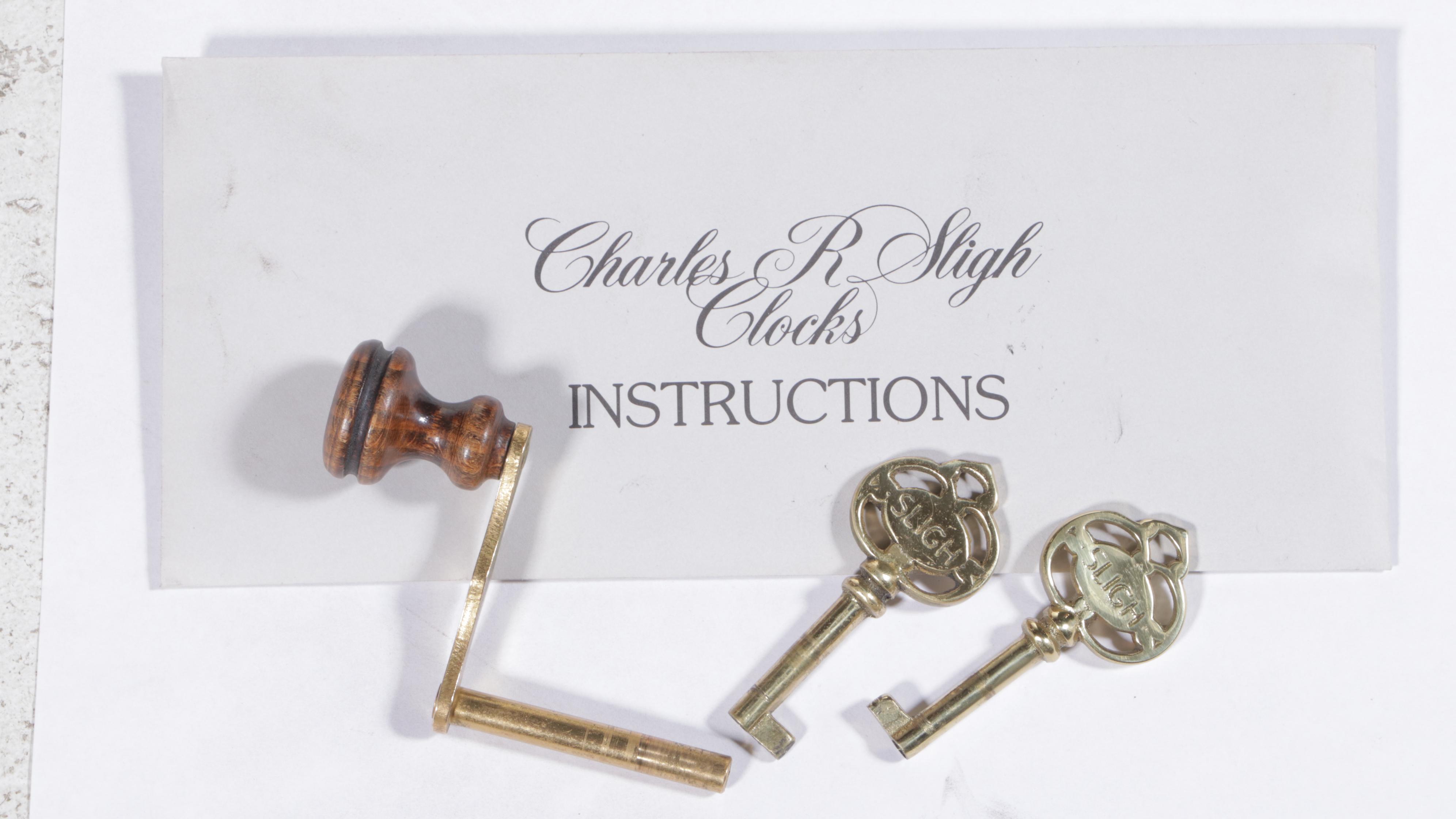 Charles R. Sligh "Model 233" Mahogany, Cherry, and Marquetry Grandfather Clock