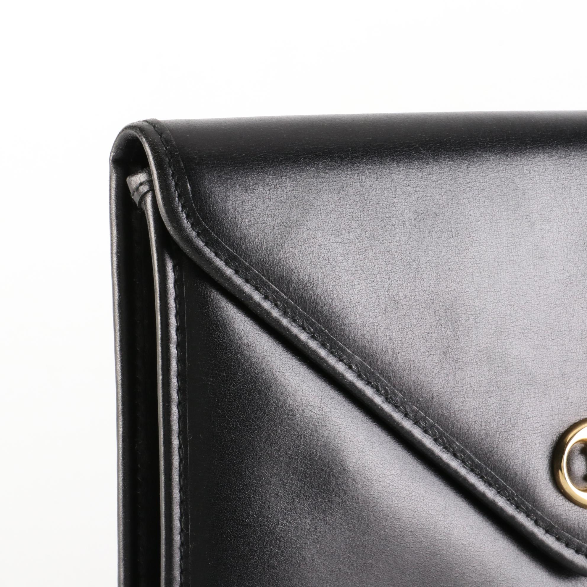 Celine Envelope Clutch in Smooth Black Leather