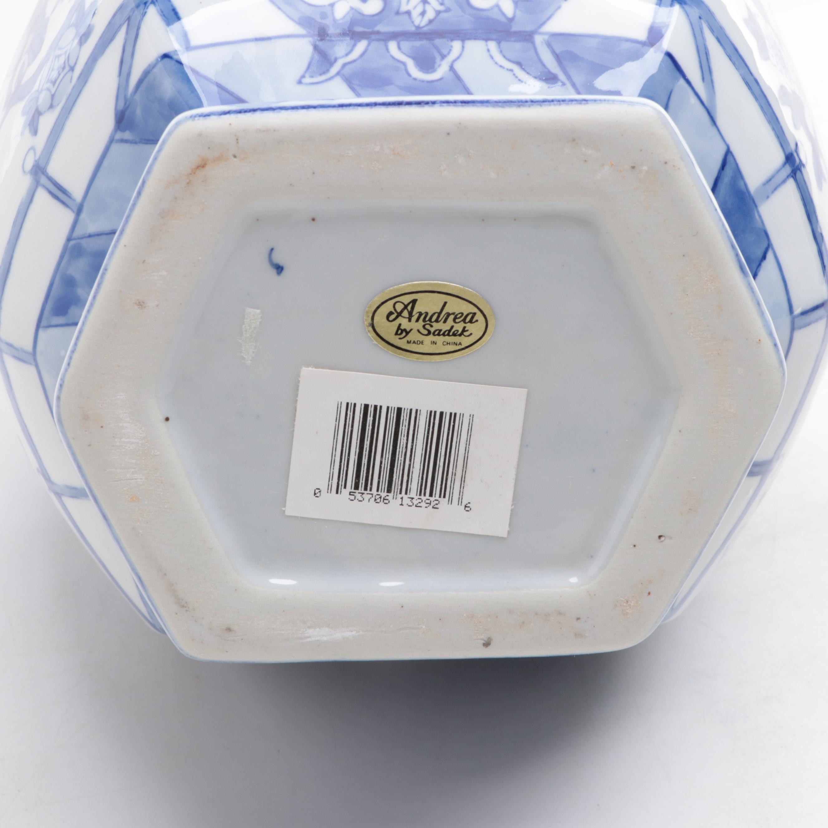 Andrea by Sadek Chinese Style Blue Floral Porcelain Vase