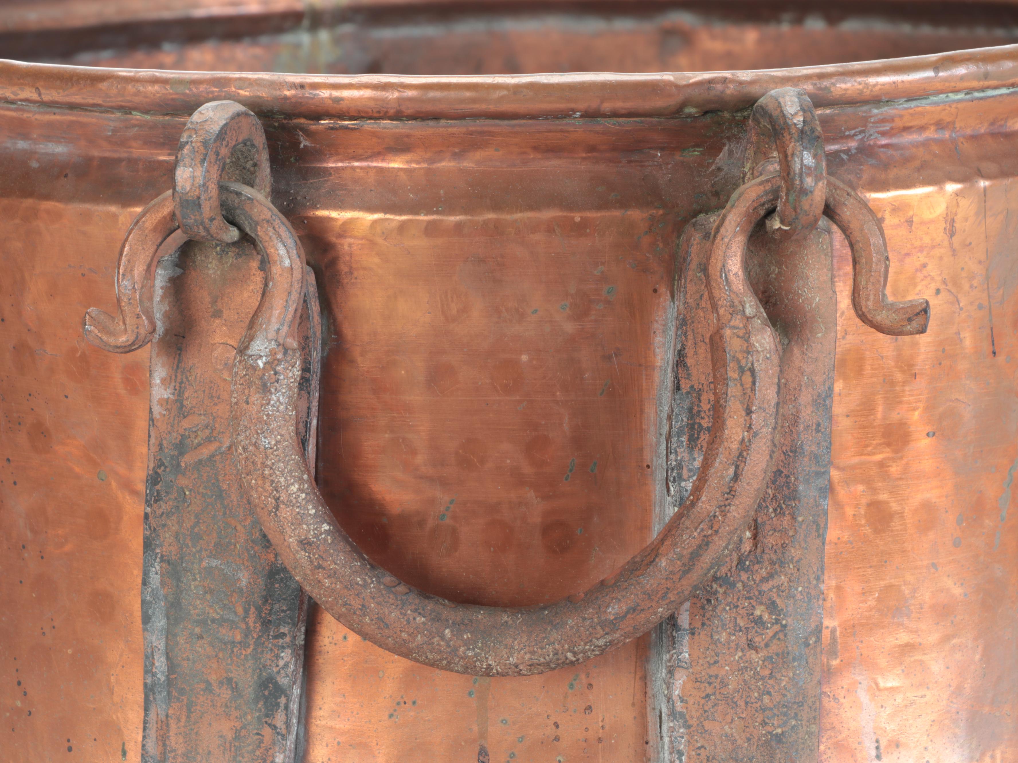Hammered Dovetailed Copper Cauldron with Wrought Handles