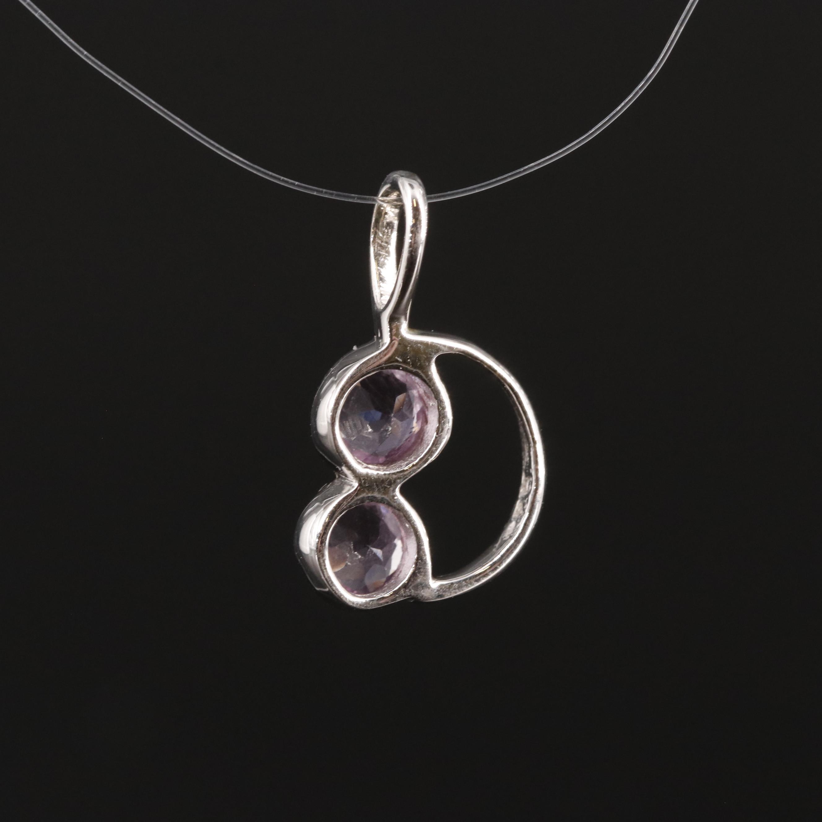 Sterling Amethyst Smile Pendant