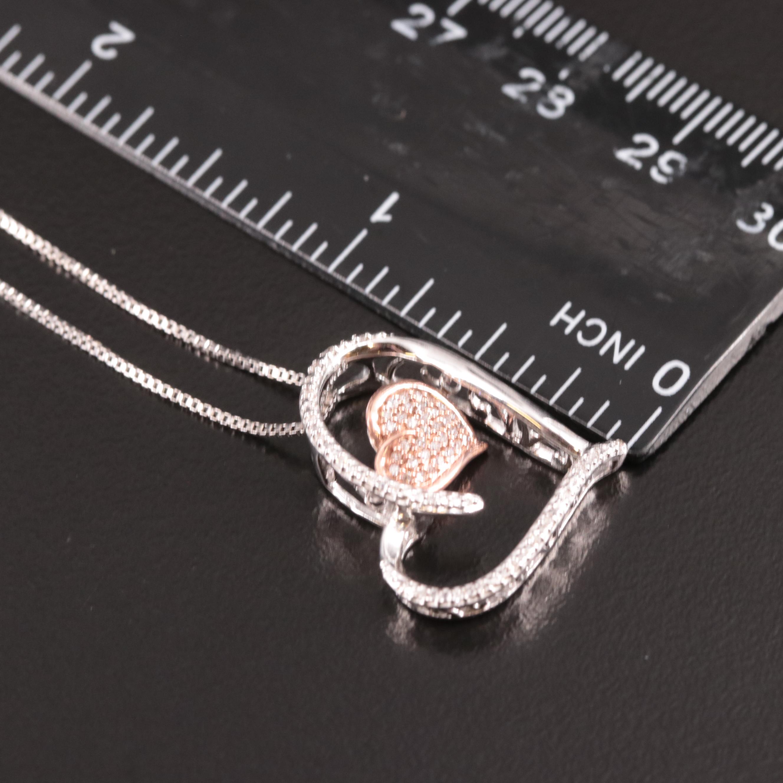 Sterling Diamond Heart Pendant Necklace