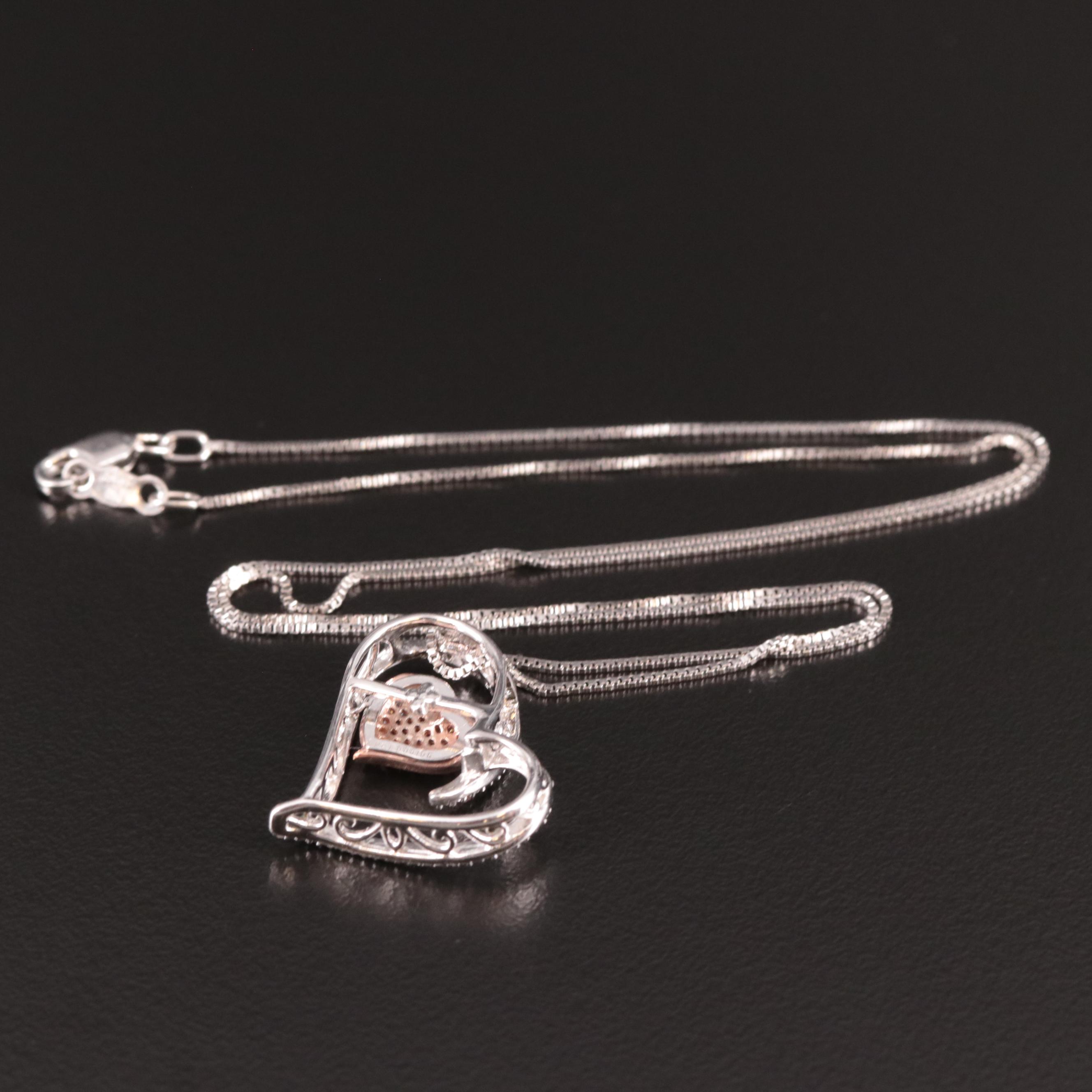 Sterling Diamond Heart Pendant Necklace