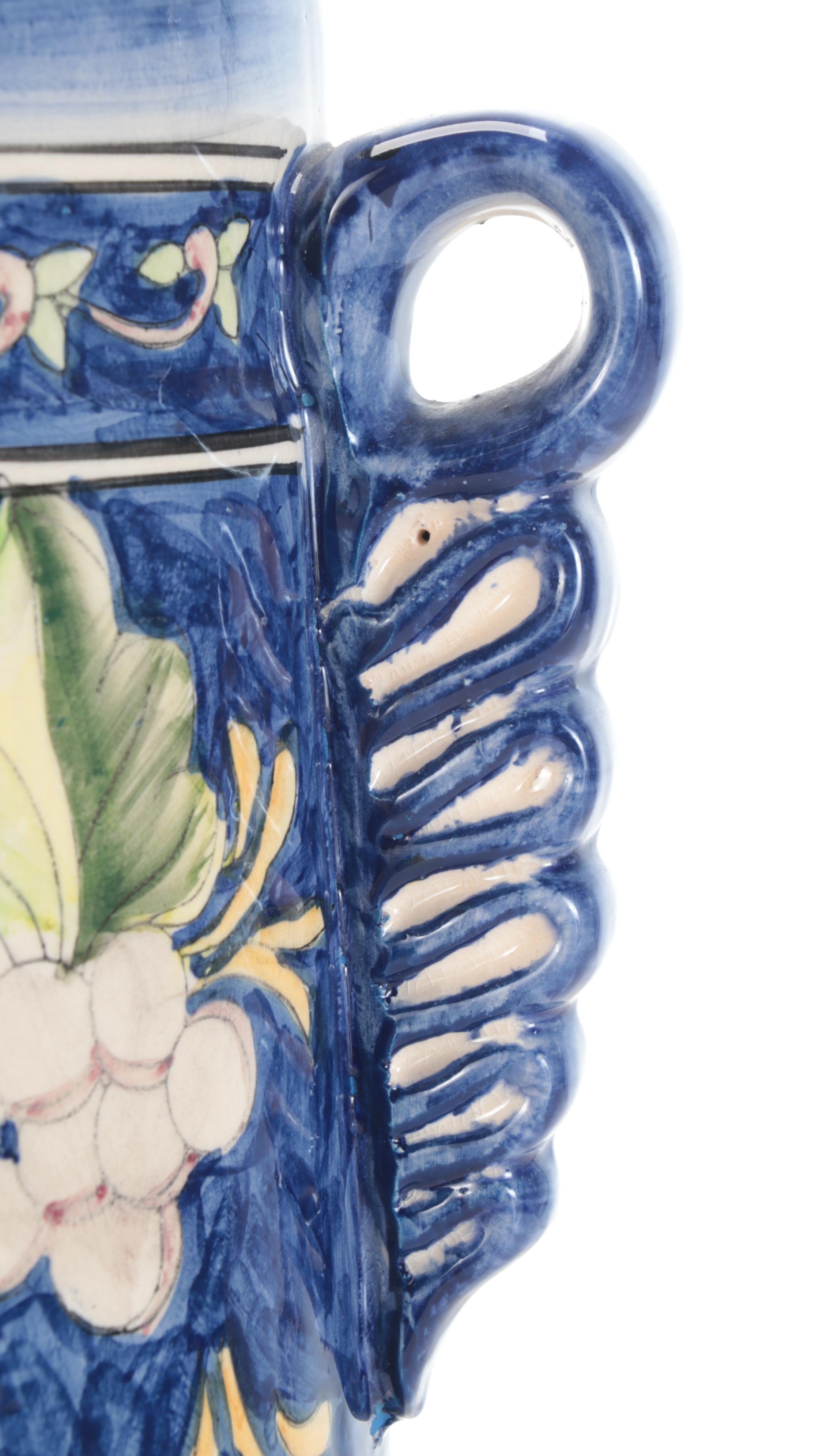 Majolica Style Fruit Motif Ceramic Umbrella Stand