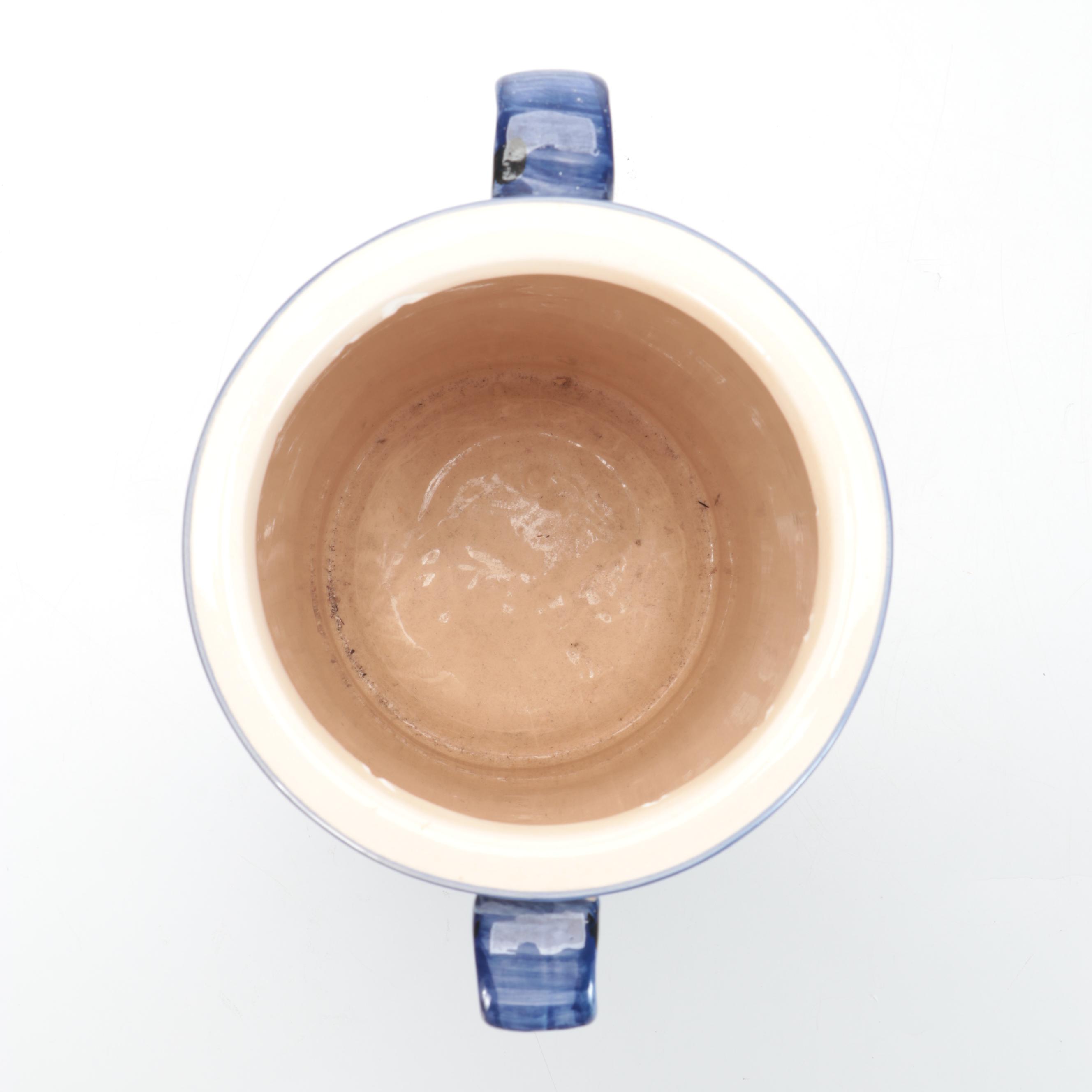 Majolica Style Fruit Motif Ceramic Umbrella Stand