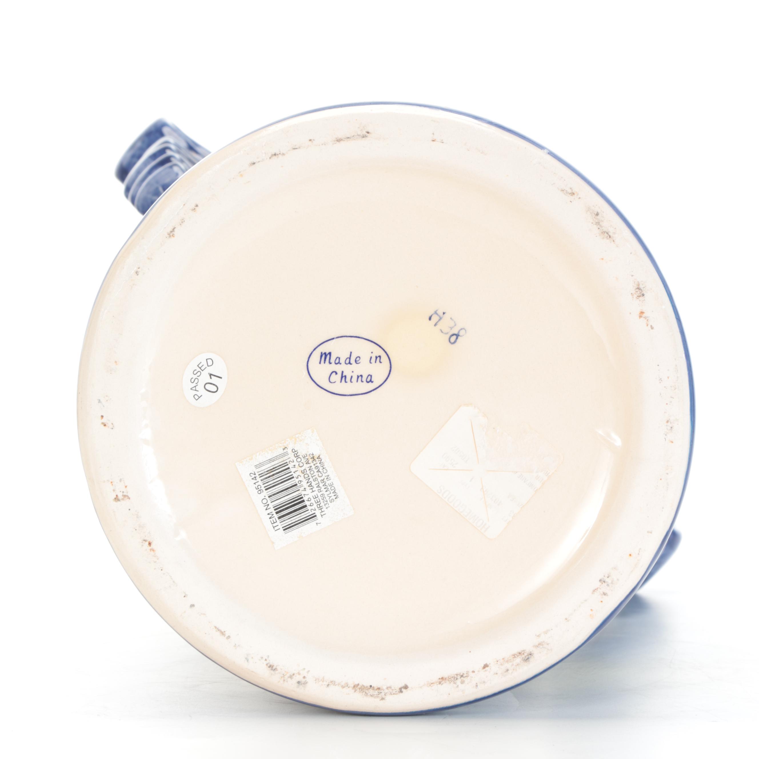 Majolica Style Fruit Motif Ceramic Umbrella Stand