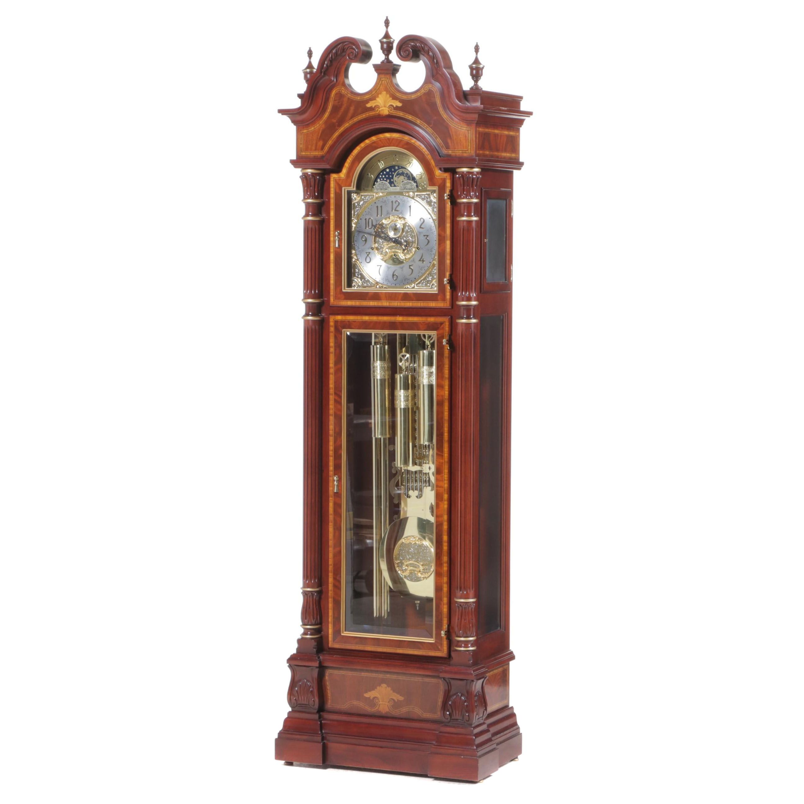Charles R. Sligh "Model 233" Mahogany, Cherry, and Marquetry Grandfather Clock