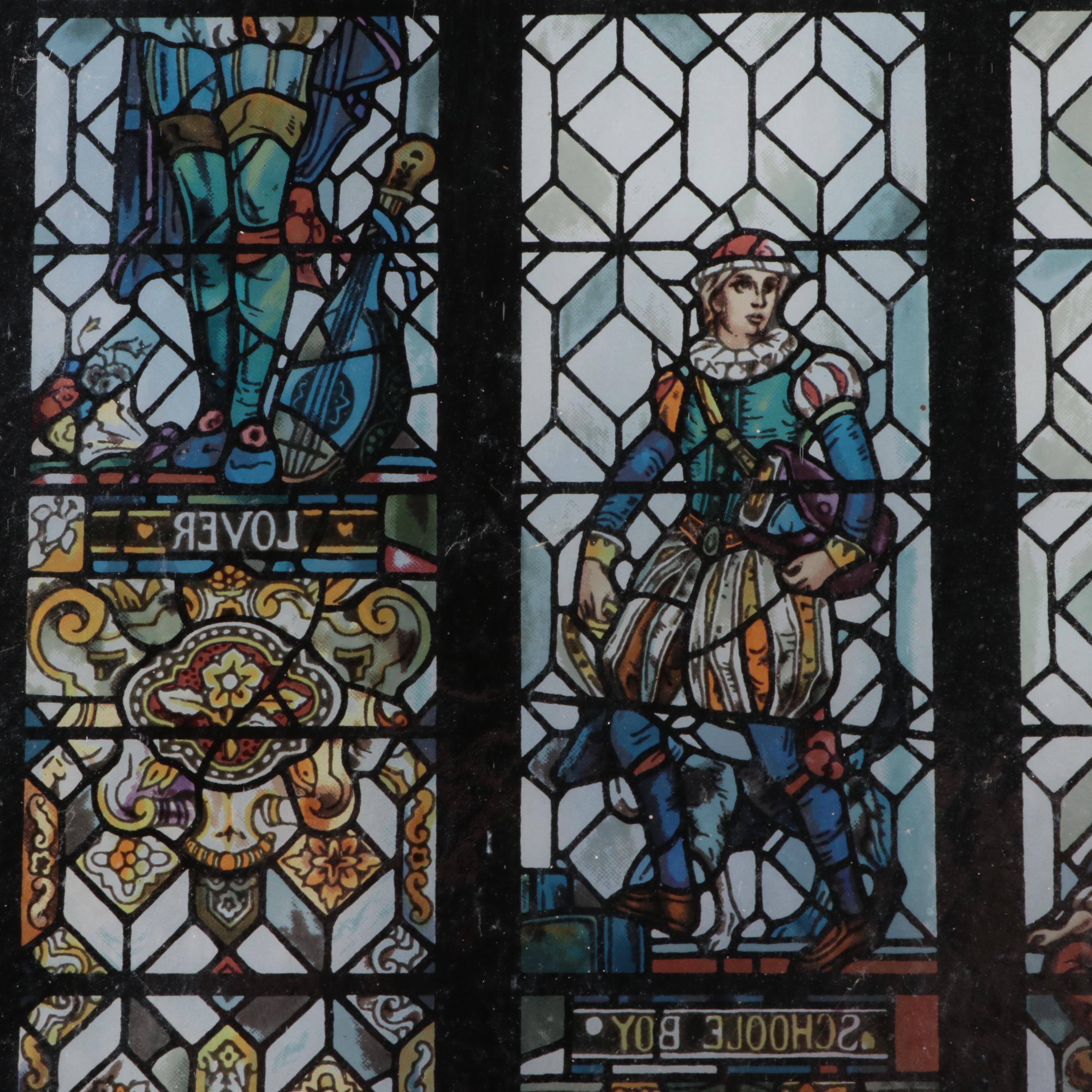 Stained Glass Tableau "The Seven Stages of Man" After Nicola d'Ascenzo