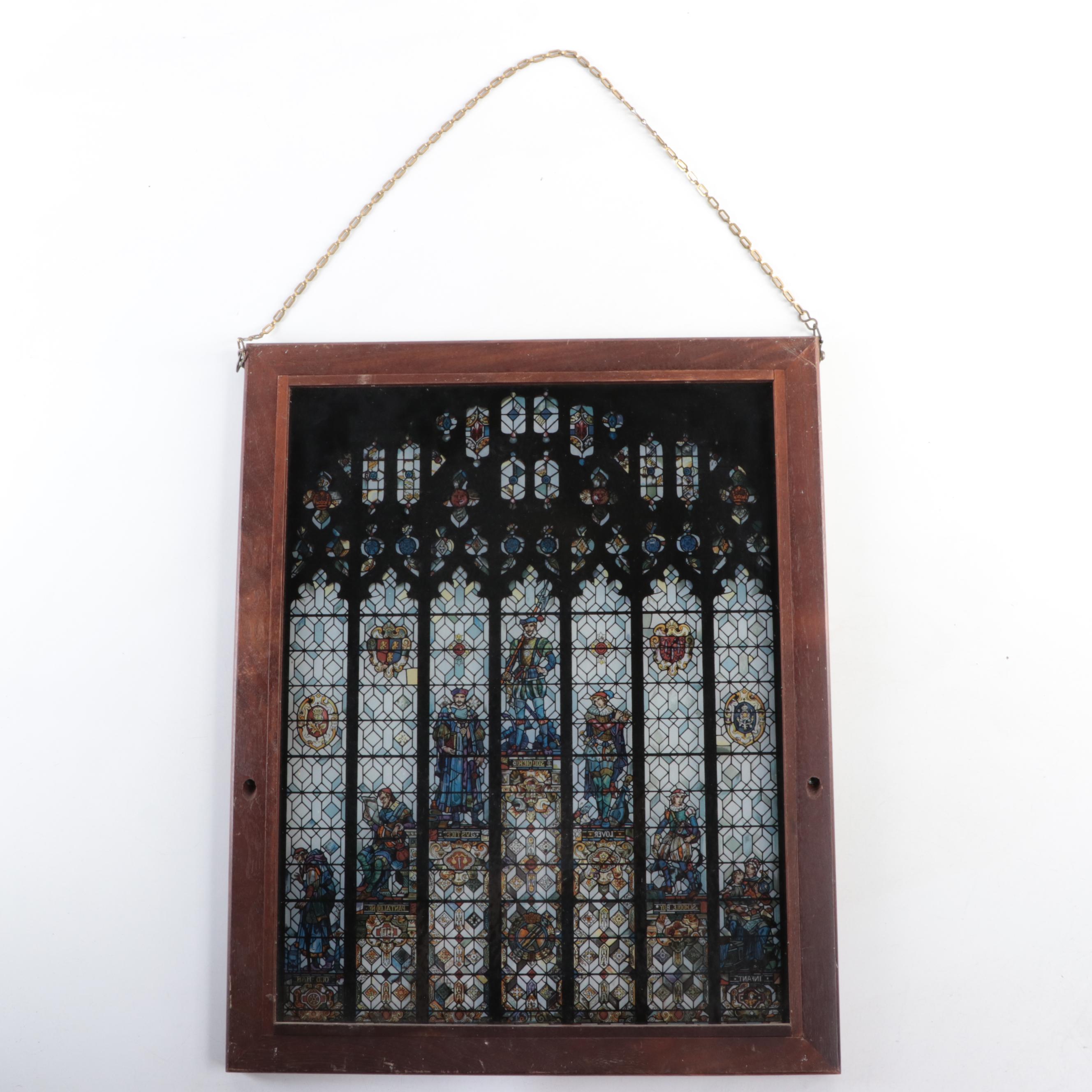 Stained Glass Tableau "The Seven Stages of Man" After Nicola d'Ascenzo