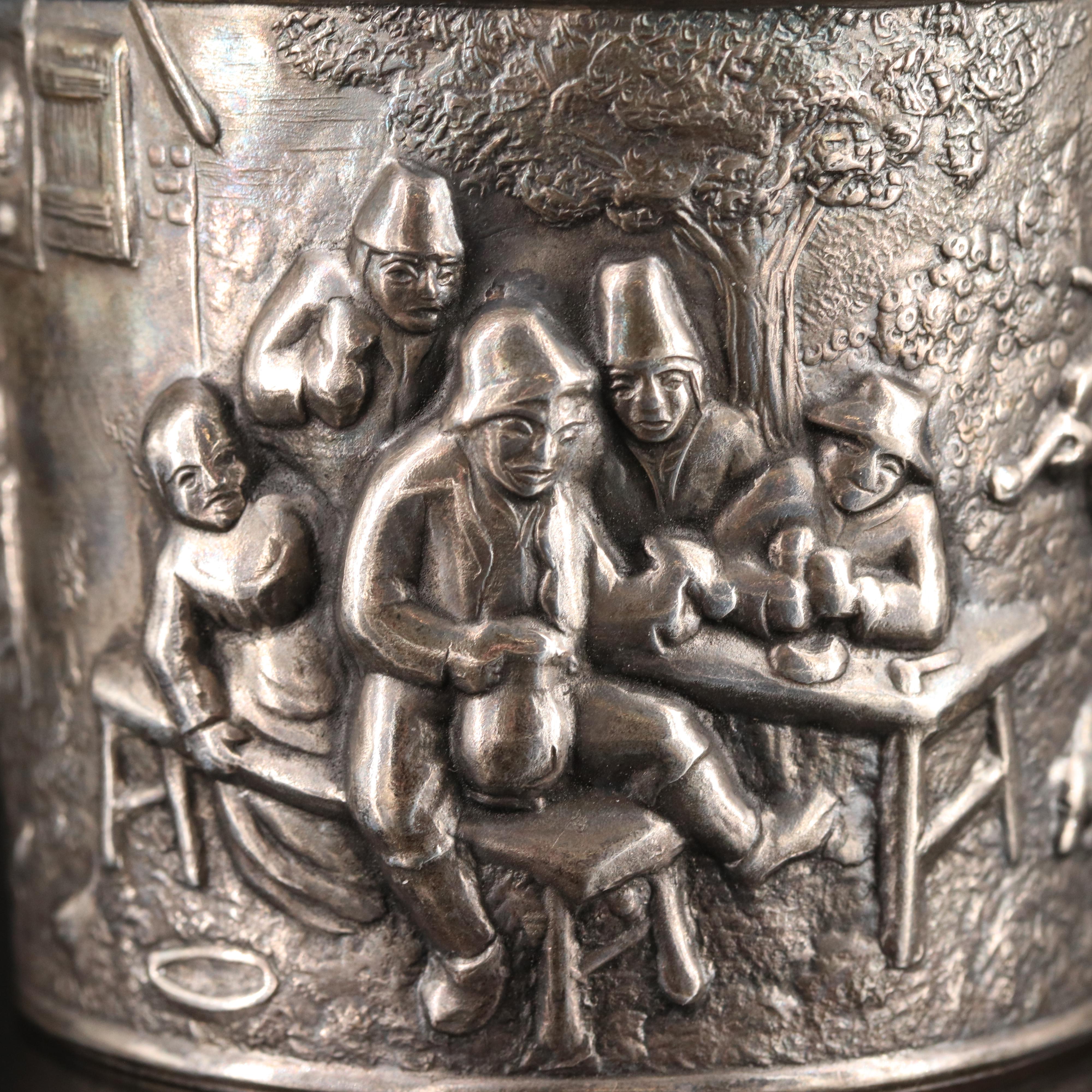 Hans Jensen & Co. Repoussé Story Teller Tavern Scene Cuff